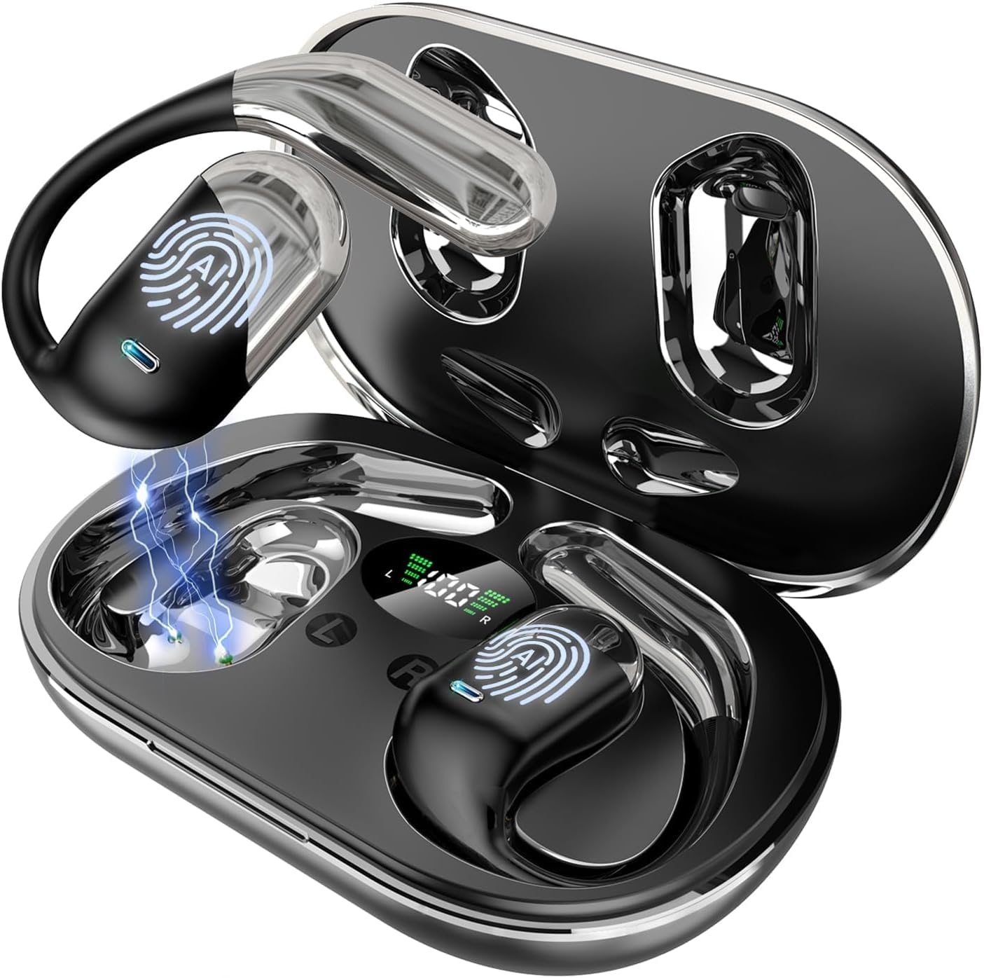 Paekole H7 AI Translation Earbuds: Real-Time 2-Way Language Translator Device, No Subscription Over Ear Translating Headphone(198+ Languages) for Face-to-Face & Travel, Audifonos Traductores - Black
