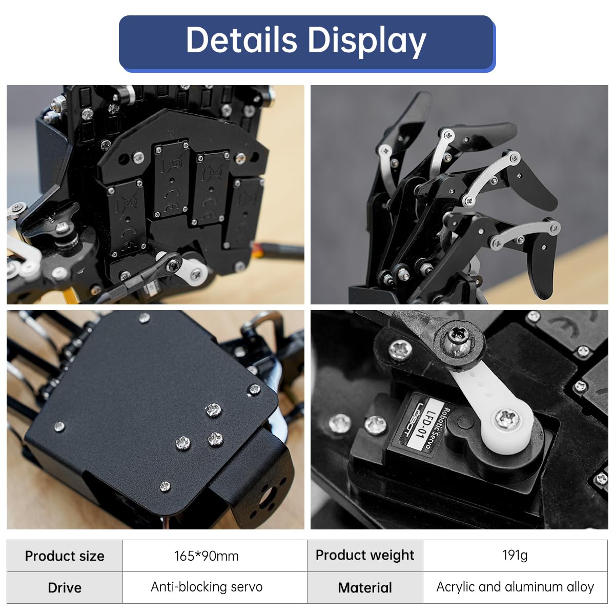 Robot Hand Five Fingers Solely Movement Bionic Robot Mechanical Arm DIY - Right Hand with Servo Tester