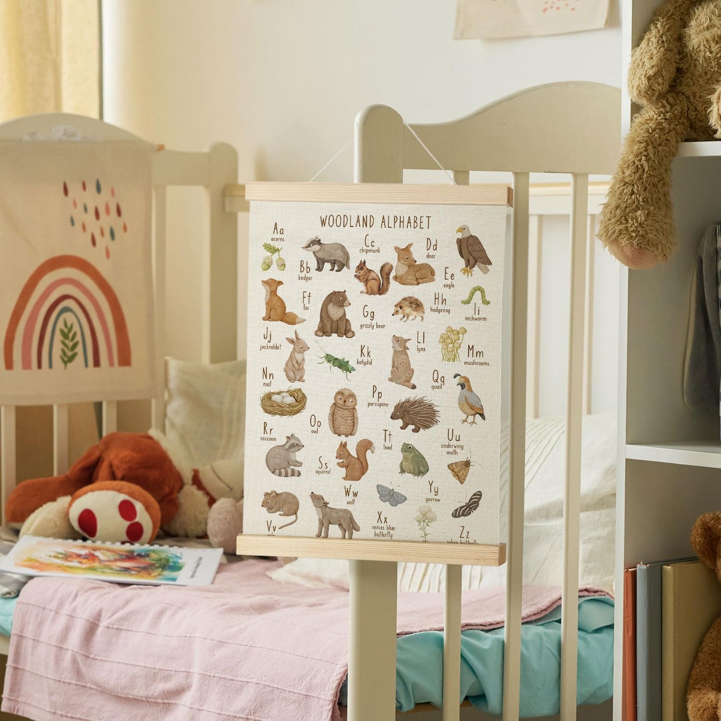 Nrleey Animal Alphabet Poster - Alphabet Wild Animal Nursery Decor, Nursery Wall Decor, 12x16 Wall Art Classroom Posters with Hanger