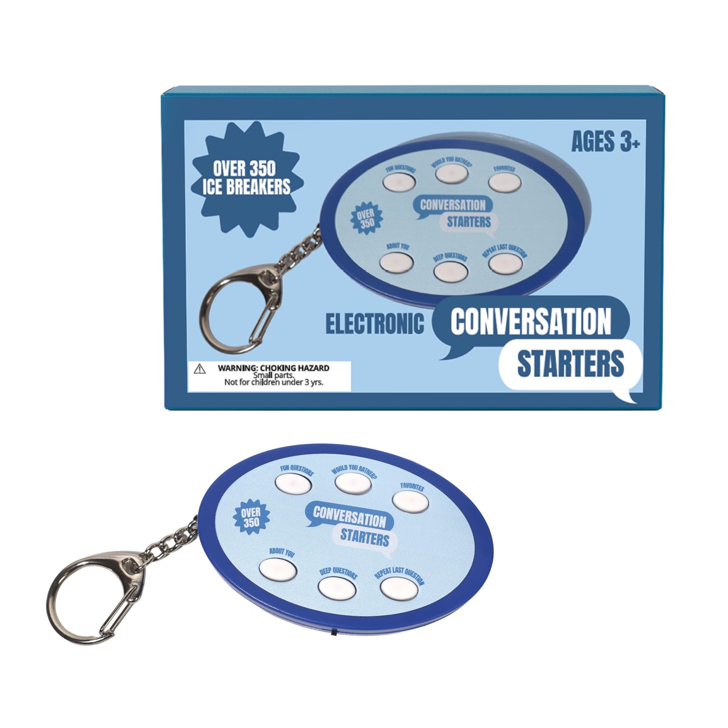 350+ Electronic Conversation Starters Keychain - Audio Ice Breaker Game with 350+ Questions - 5 Categories: Fun, Would You Rather, Deep Questions - Portable Family Conversation Cards & Table Topics