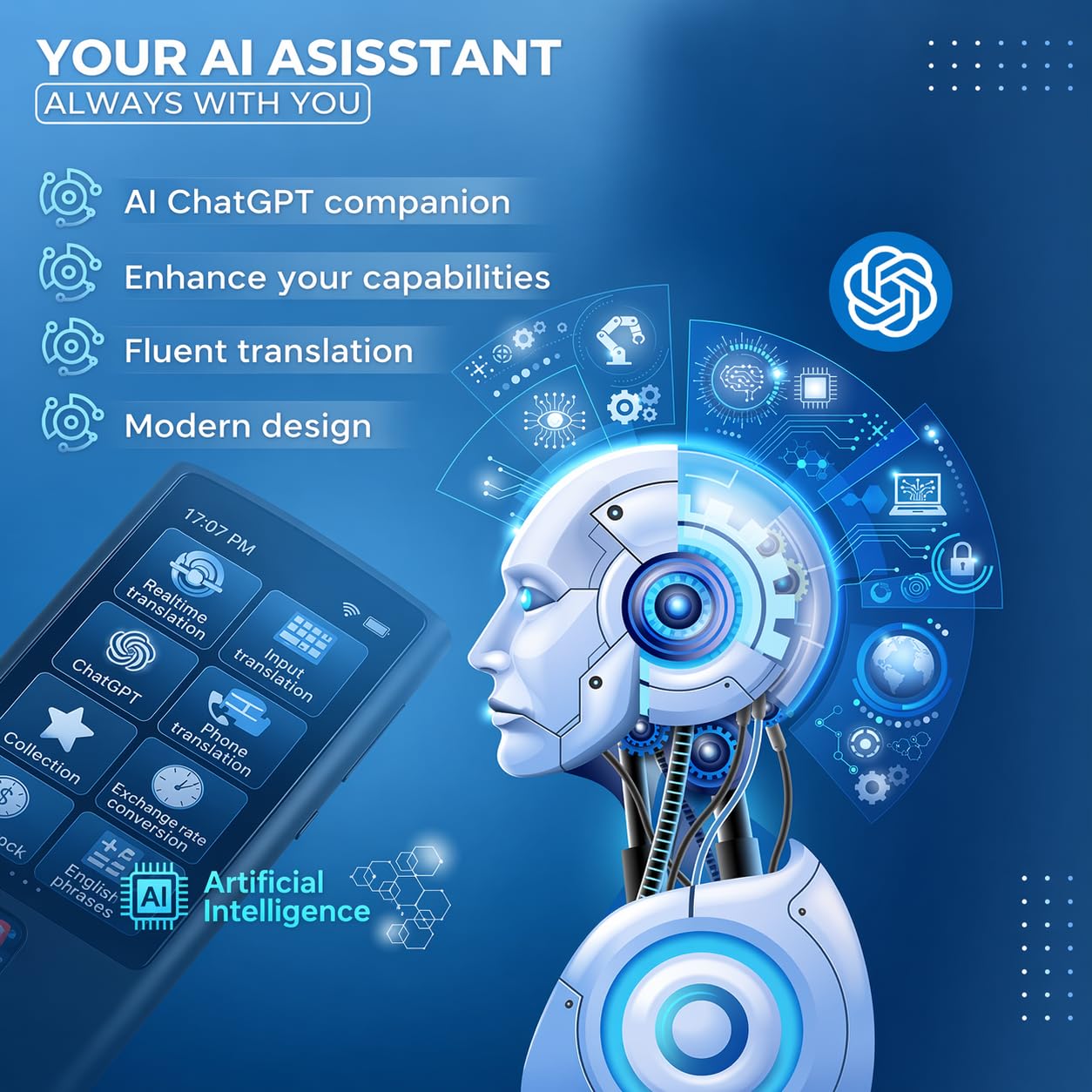 AI Language Translator Device, Voice-Text Translator Device in 138 Languages For Business and Learning, Online/Offline/ChatGPT/Photo Translation