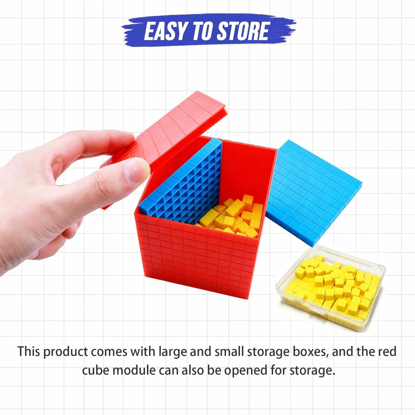 MATIFANER Base Ten Blocks with 2 Writable Erasable Place Value Mats, Upgraded 3-in-1 Storage, Sturdy Plastic Math Manipulatives Counting Blocks for Students, Homeschool, Classroom, Special Education