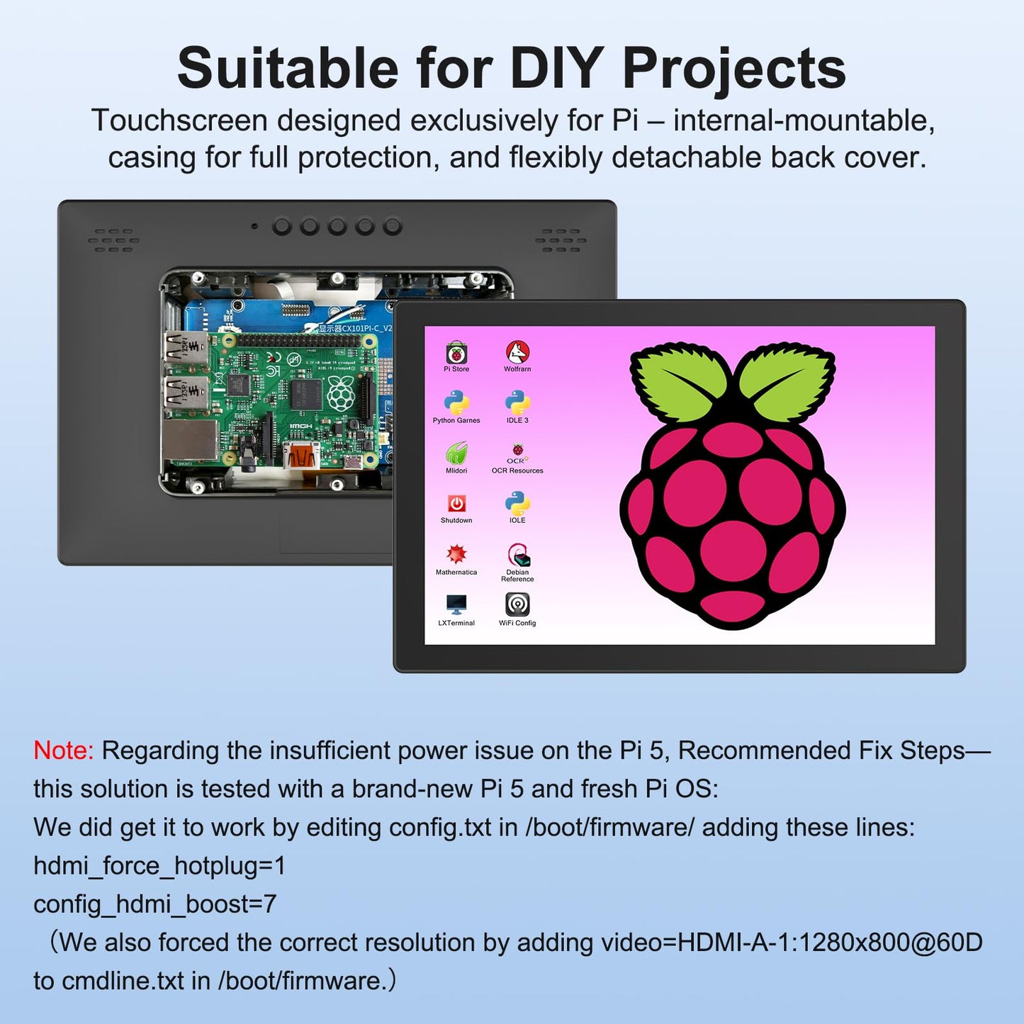 MAGEX 10.1 Inch Touch Screen Monitor with Case - pi screen IPS FHD 1920x1200, 10-Point, pi display with HDMI Dual-Speaker, pi touchscreen for Pi 5/4/3/2/Zero/Win11/10/8/7/VESA, Fan, Stand, Driver-Free