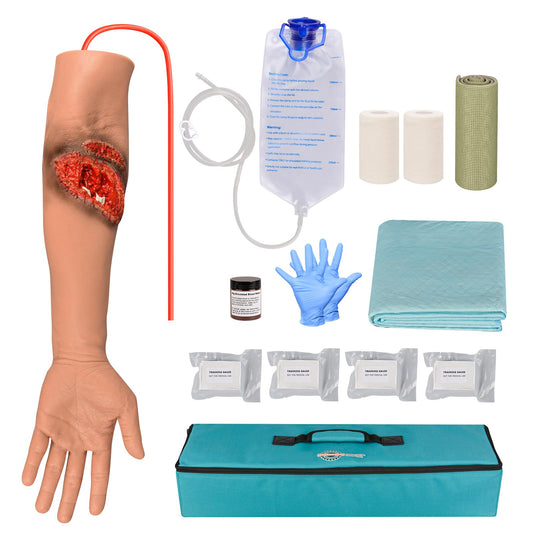 Laceration Wound Simulation Arm Kit - Medical Training Model with Fracture & Wound Packing for Nursing Students - Hemostasis Control & Immobilization Trainer for First Aid, EMT, Surgery Education
