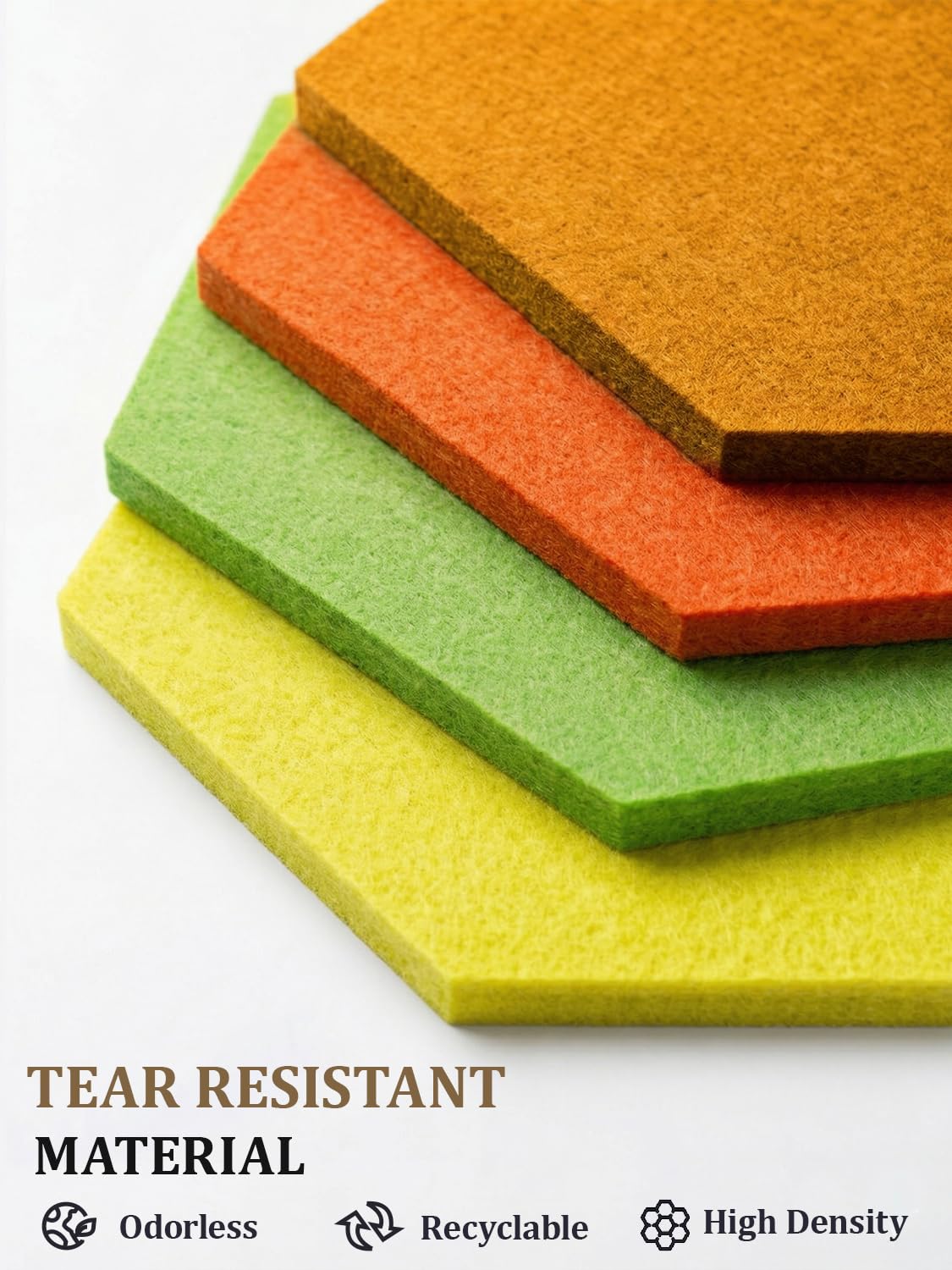 Uoisaiko 8 Pack Hexagon Felt Bulletin Board Tiles - 12" Large Thick Pin Board for Walls with 30 Push Pins, DIY Boards for Office Home School Decor, Aesthetic Hex Cork Board Alternative
