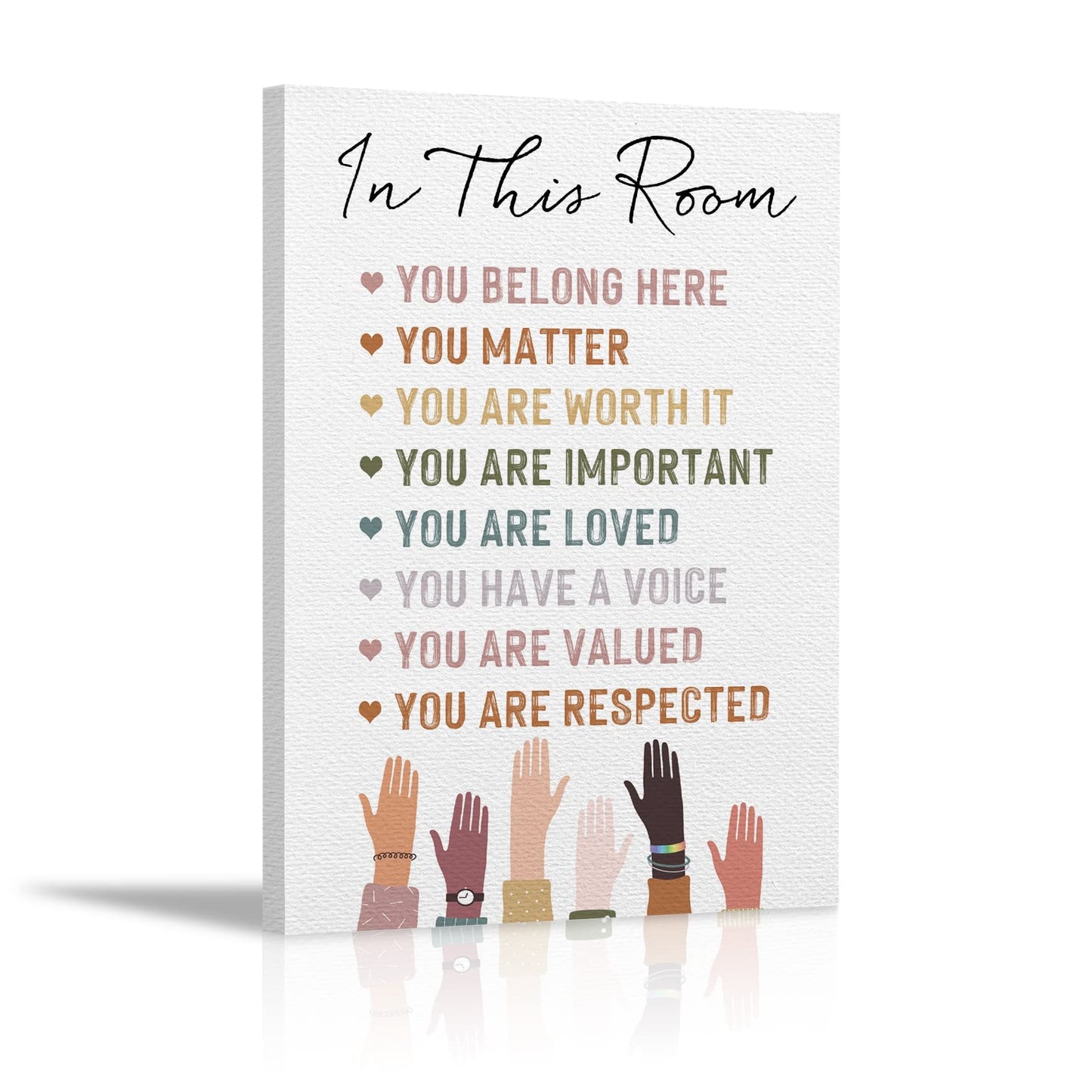 KEUSPI Classroom wall decor Nursery wall art therapist office decor In This Room You Belong Here Diversity Rainbow Wall Decor Canvas Wall Art For Home Counselor Office Classroom Nursery 11x14,Therapist Gift,Teen Girls Boys Kids Gift