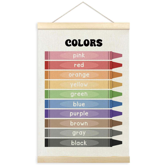 TLESKE Colorful Classroom Colors Learning Educational Poster Hanger Frame, Homeschool Hanging Wall Art Decor for Toddlers Kids Room Nursery Playroom, Preschool Prek Poster Print Banner, 16x24