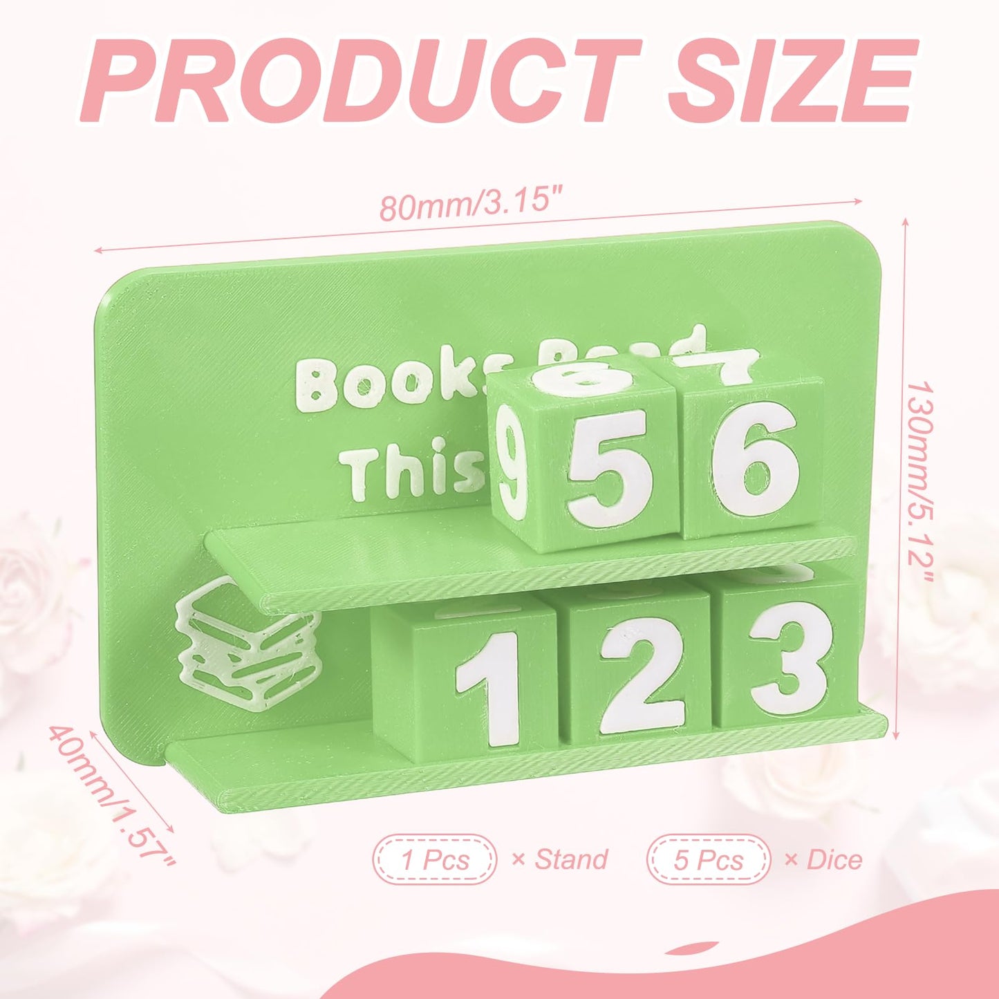 PATIKIL Books Read This Year Tracker, 3D Reading Challenge Counter Sign Library Bookshelf Decor Reading Challenge Number Up to 999 Books Gift for Reader Book Lovers Teachers, Light Green