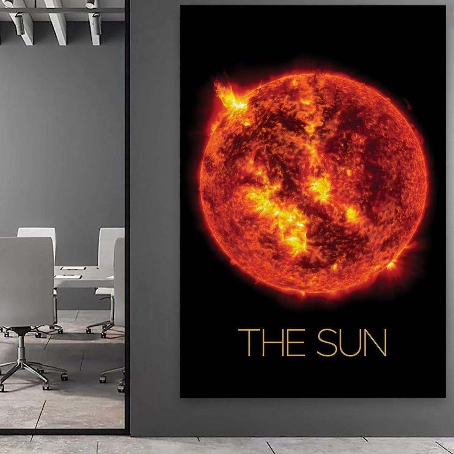 Solar System Planets Canvas Wall Art - The Sun star Space Poster for Kids Room Bedroom Classroom, STEM Educational Astronomy Decor, Science Gift for Boys Girls, 12x18 Inch Framed