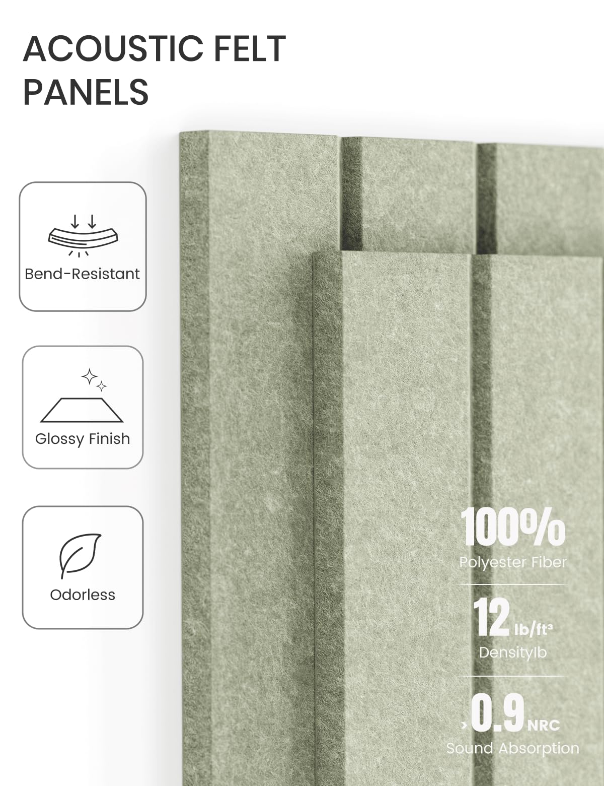 Fluxynara Large Felt Bulletin Board 48" x 36" Cork Board Alternative-12 Pack with 70 Safe Removable Adhesive Tabs, Cork Boards for Walls Cork Board for Home Office Classroom Pin Board - Sage Green