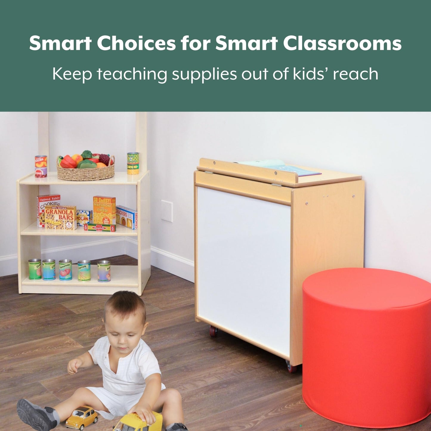 Angeles Value Line Big Book Display, 25" L x 30" H, Kids Storage Organizer, Kids Bookshelf for Classroom, Playroom, Nursery, Montessori School, Natural