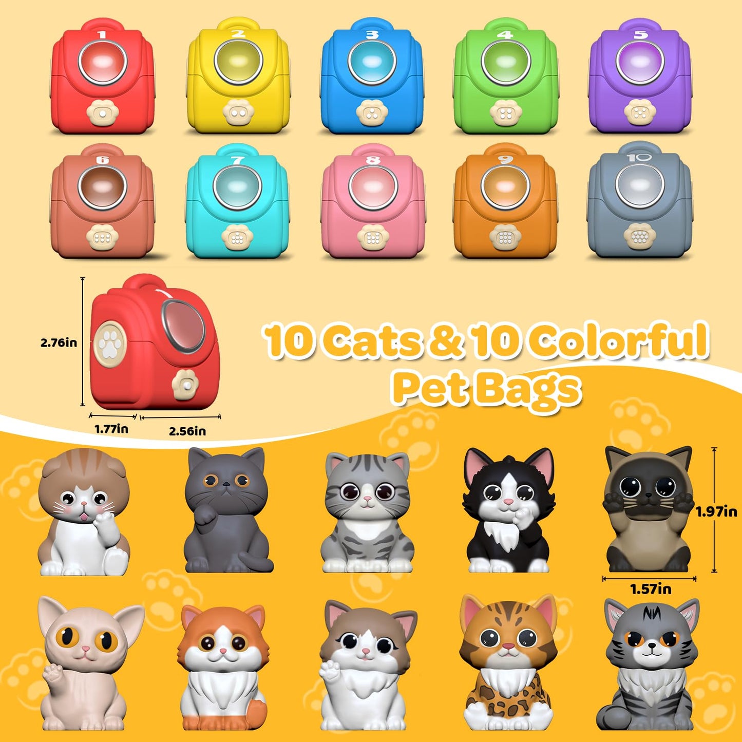 Letapapa Learning Toy for Toddlers 1 2 3 Year Old, 20 Pcs Cat Toys for Kids, Counting, Matching & Sorting Montessori Educational Sensory Toys, Christmas Birthday Easter Gift for Baby Boy Girl 1-3