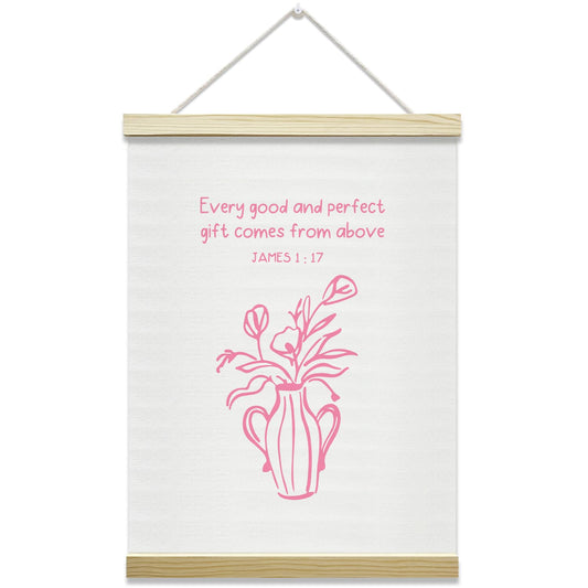 Pink Floral Christian Bible Verses Poster Hanger Frame, Inspirational Posters Canvas Wall Art for Women Girls Dorm Bedroom Decor, 12x16 Inches -033