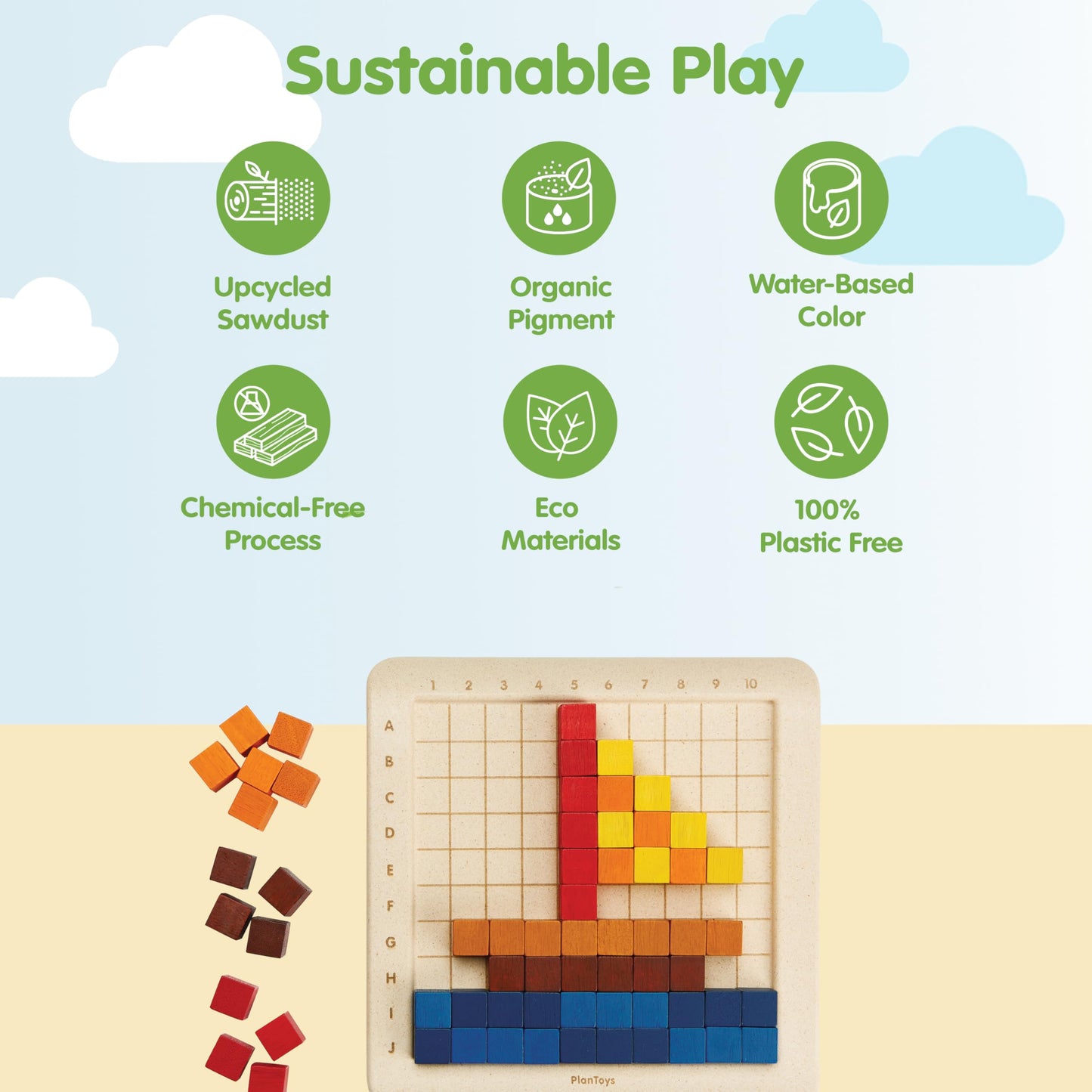 PlanToys® Wooden Math Blocks & Rods