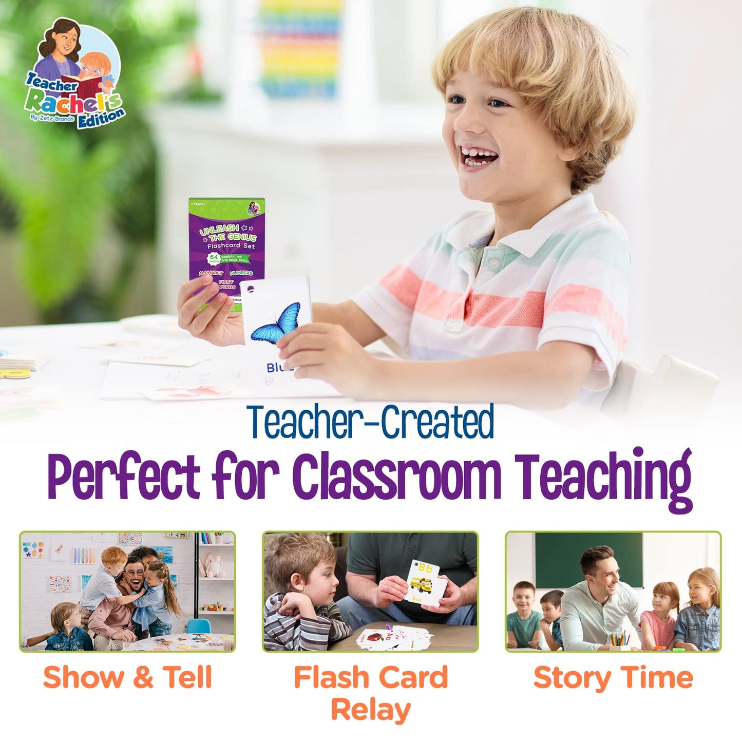 Teacher Rachel's Educational Flash Cards for Toddlers - Set Of 5 184 Cards Pre K-K Mega Flashcards Set with First Words, Alphabet, Colors, Shapes, Numbers, Manners, Greetings, Feelings, and Weather