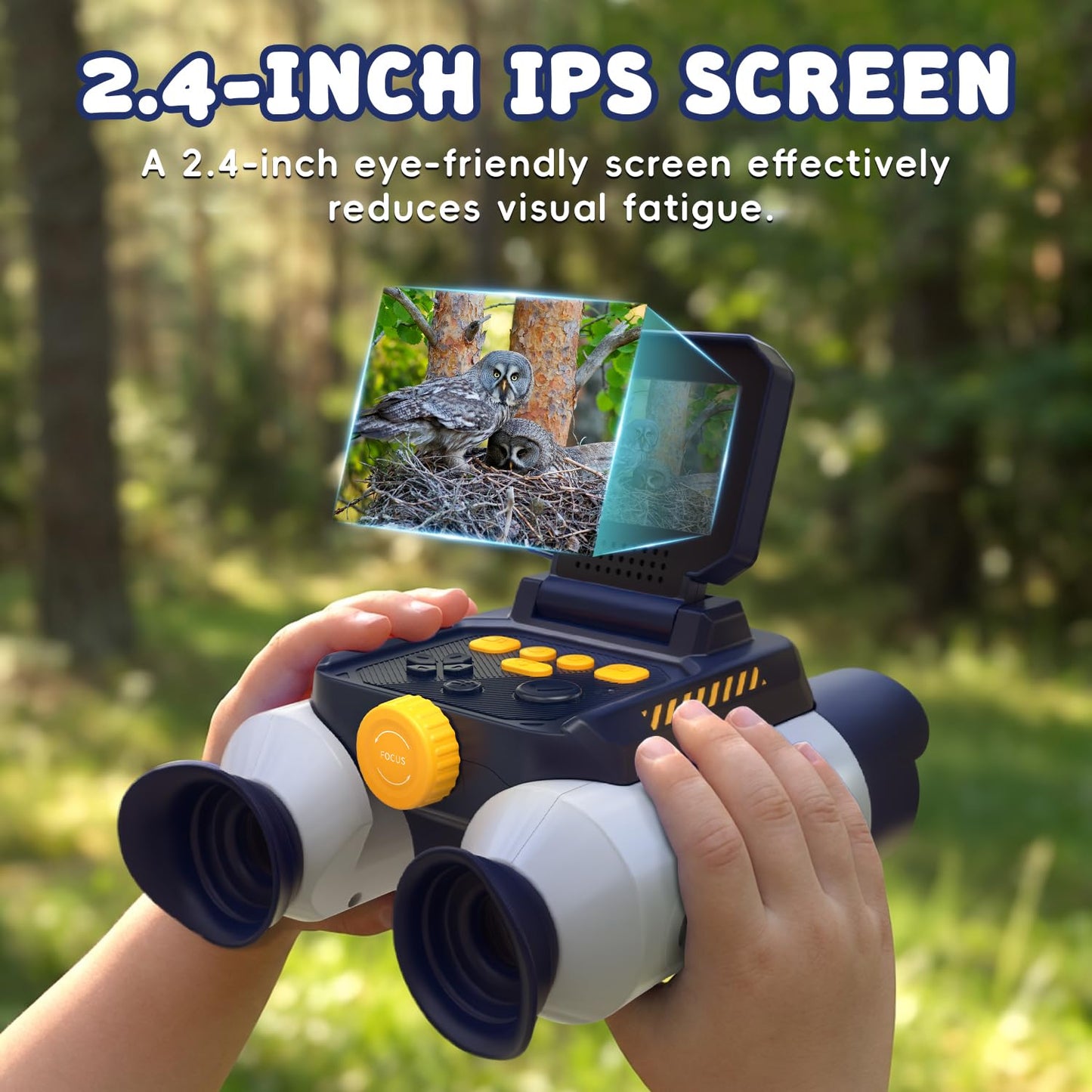 Ahalfcit Binoculars for Kids with Night Vision, 2.4" HD Screen & 10X Zoom for Photo and Video - Outdoor Adventure Binoculars Bird Watching, Camping, Hiking, Gifts for Kids Ages 4+ (White)