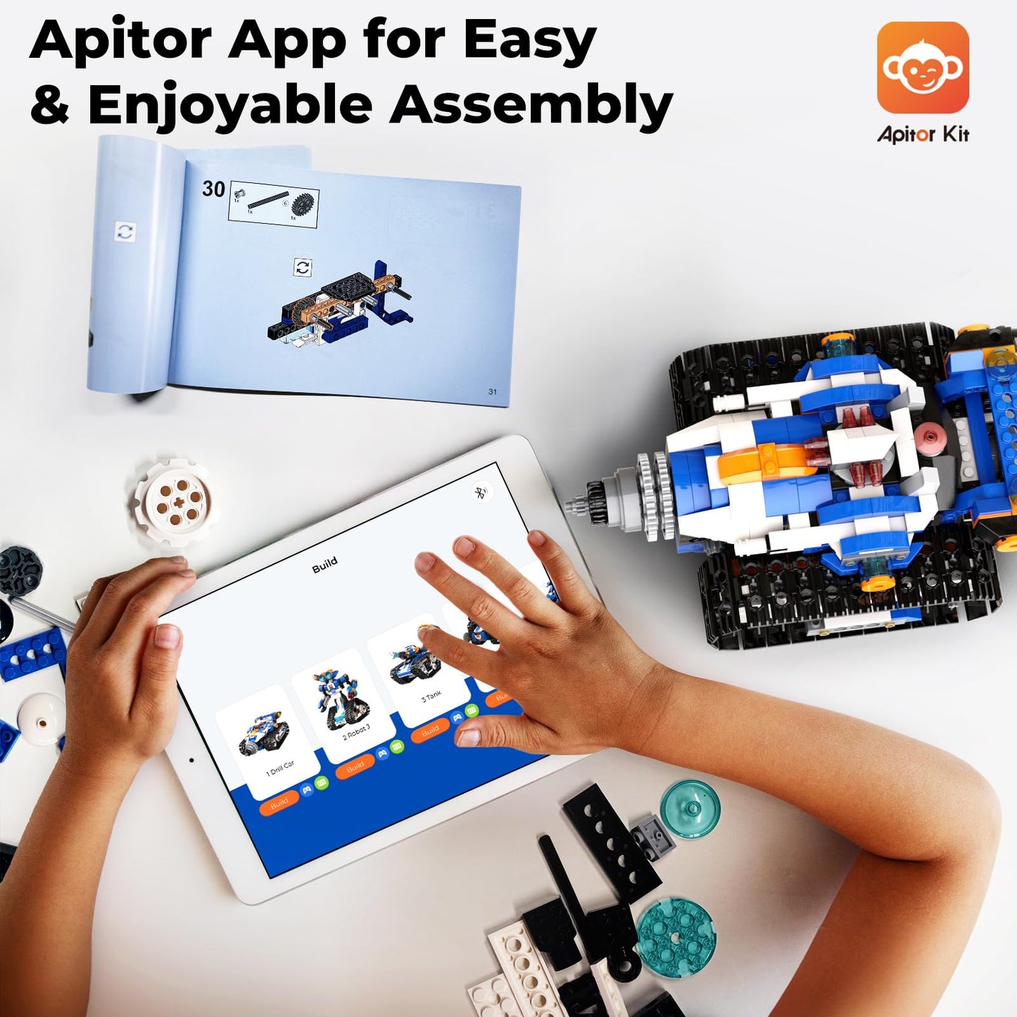 Apitor STEM Robot Toy 6-in-1 Robot Building Kit for Boys Age 8-12, APP Remote Control STEM Coding Toys, Educational Robotics Gifts for Boys Girls Kids Ages 7 8 9 10 11 12 (480 Pieces)