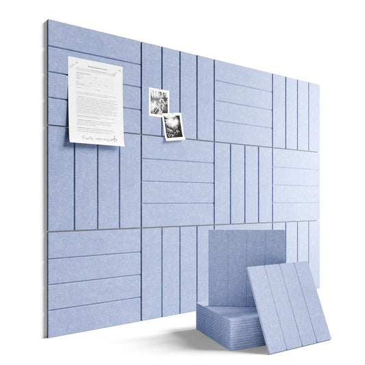 Fluxynara Large Felt Bulletin Board 48" x 36" Cork Board Alternative-12 Pack with 70 Safe Removable Adhesive Tabs, Cork Boards for Walls for Home Office Classroom Pin Board (Soft Periwinkle)