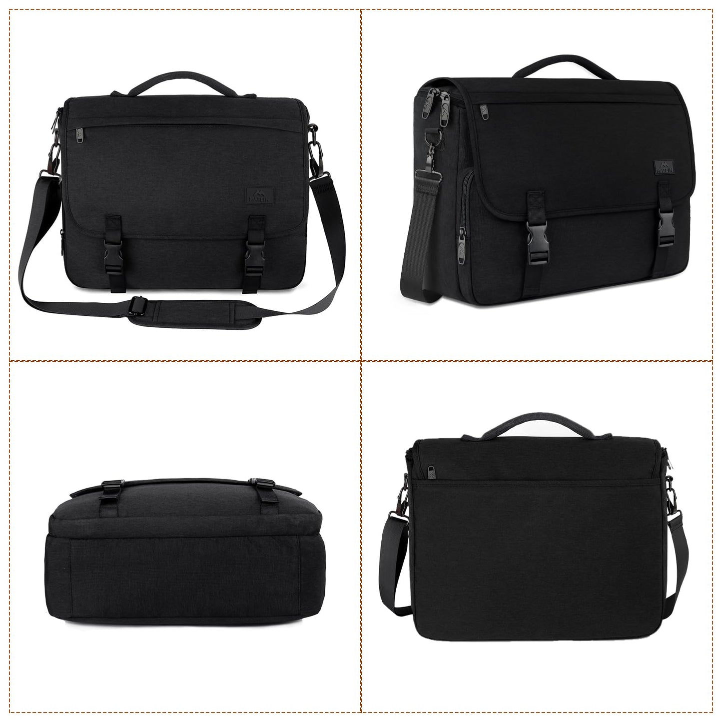 MATEIN Messenger Bag for Men, Briefcases Lightweight Men's Laptop Bag 15.6 inch Water Resistant Crossbody School Satchel Bags Computer Work Office Bag with Shoulder Strap, Black