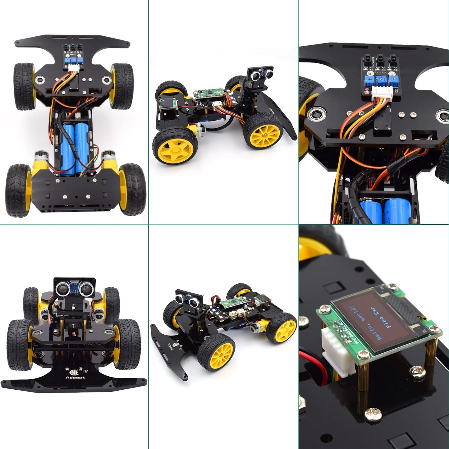 Adeept Smart Car Kit Compatible with Raspberry Pi Pico, Line Tracking, Obstacle Avoidance, Colorful Light, DIY STEM IR Remote Controlled Educational Robot Car Kit with MicroPython Code and Tutorials