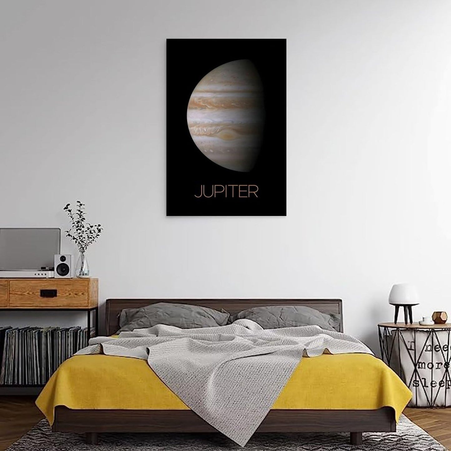 Solar System Planets Canvas Wall Art - Jupiter Planet Space Poster for Kids Room Bedroom Classroom, STEM Educational Astronomy Decor, Science Gift for Boys Girls, 12x18 Inch Framed