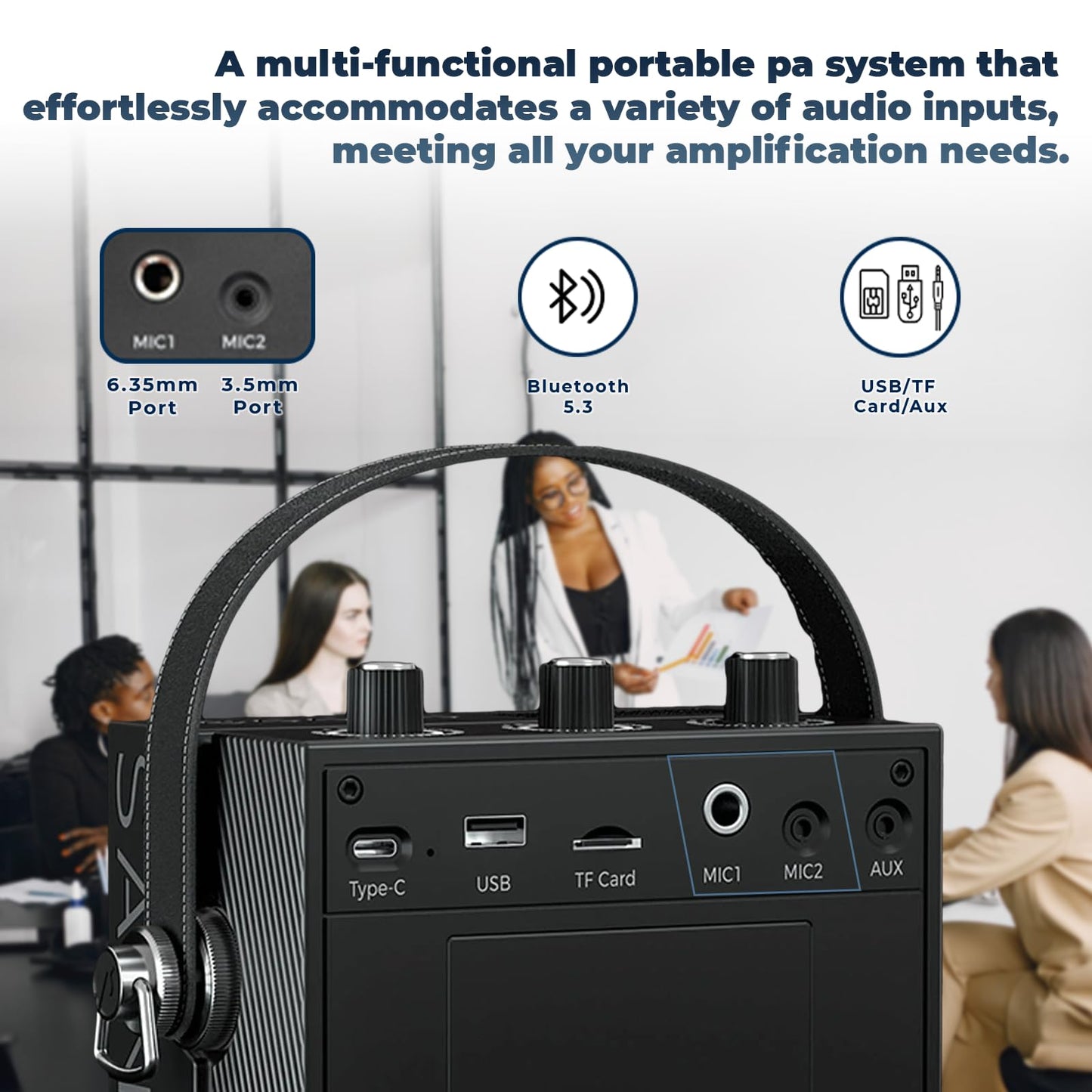 SANMIC Bluetooth 5.3 Voice Amplifier with Wireless Microphone Headset,Personal Wireless Amplifier Mic for Teachers,40W Loudly Portable Megaphone Pa System for Classrooms,Speeches,Outdoors Indoors-S98
