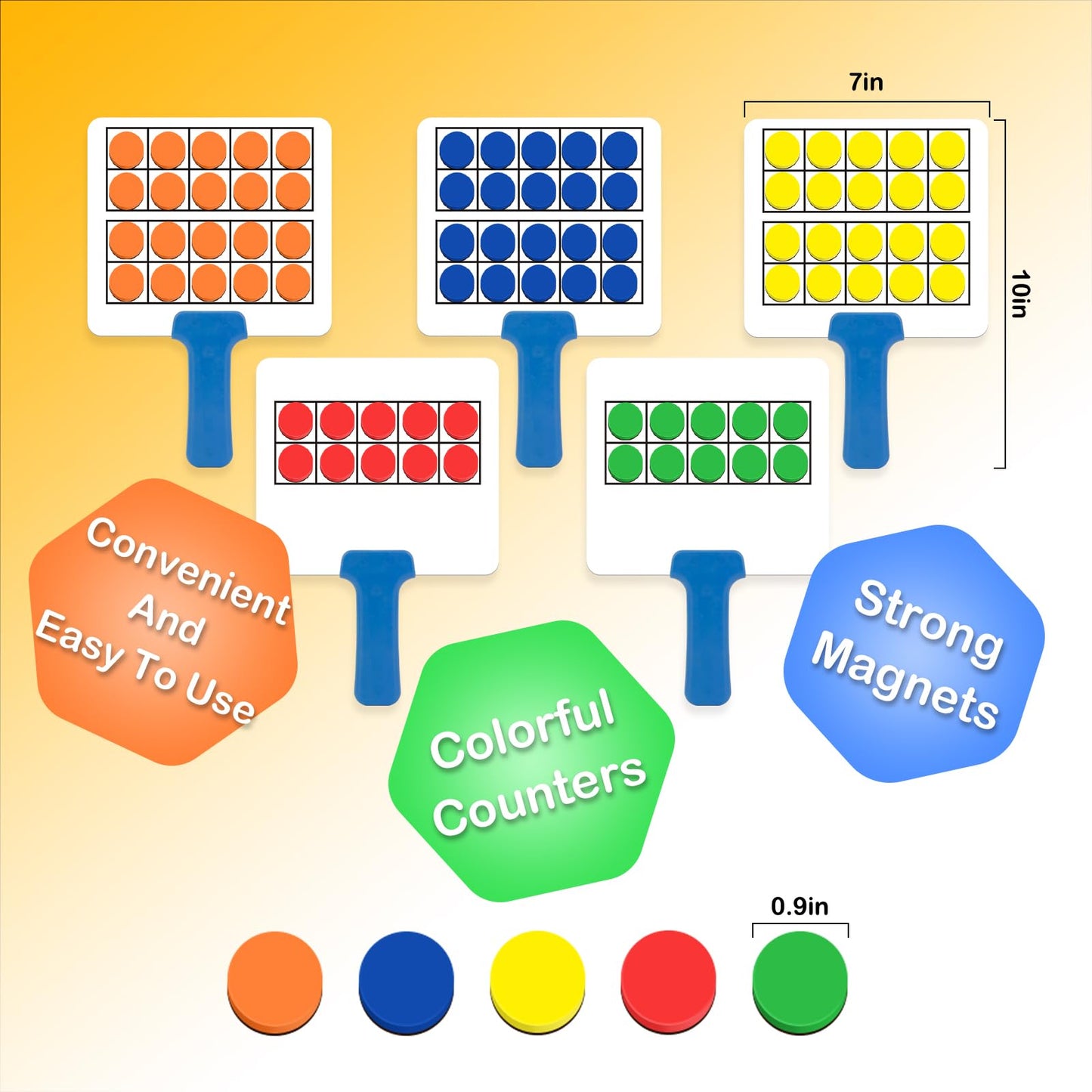 Quilinz Magnetic Ten Frame Set,5 Dry Erase Paddles & 150 Math Counters,Counting Toys for Kids,Addition and Subtraction Games,Math Manipulatives 1st Grade,Kindergarten Preschool Classroom Must Haves