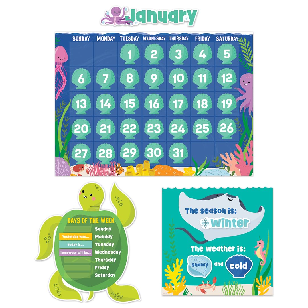 CTP Sea Friends Calendar Set Bulletin Board Set - Classroom, Homeschool (#10992 Creative Teaching Press)