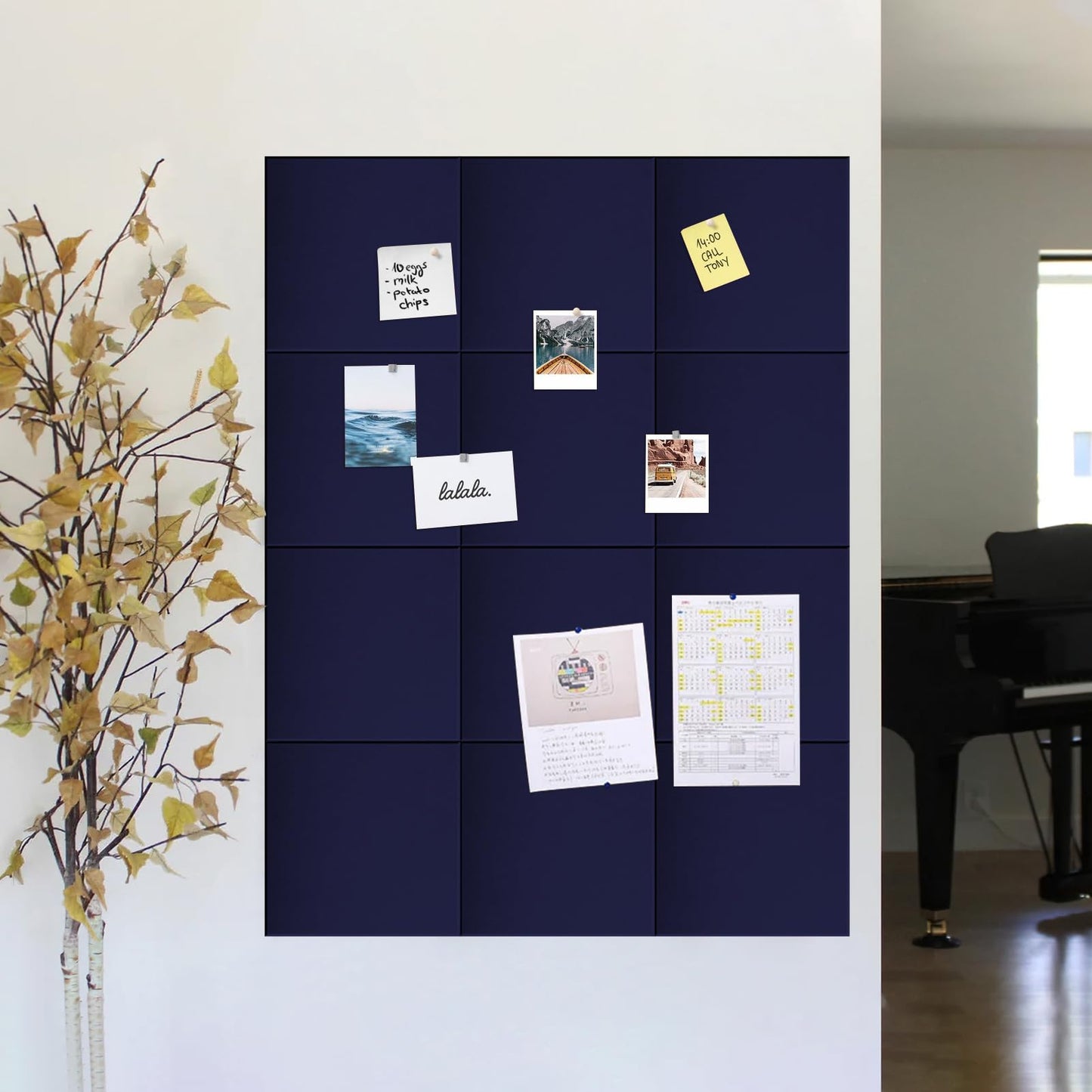 Large Bulletin Board 48"x 24" Cork Boards for Walls, 8 Pack Felt Wall Panels Photo Board, Cork Board for Office Home Pin Board