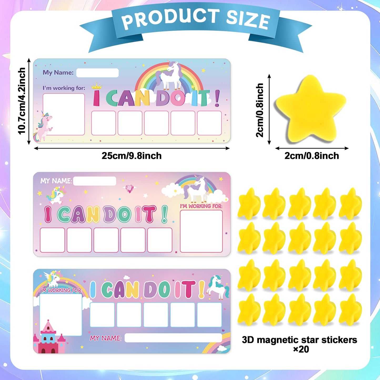 3 Sets Magnetic Rewards Chart for Kids Token Board Unicorn Castle Behavior Chart at Home Positive Star and Customization Goal Box Incentives for Teacher Essentials Elementary Classroom