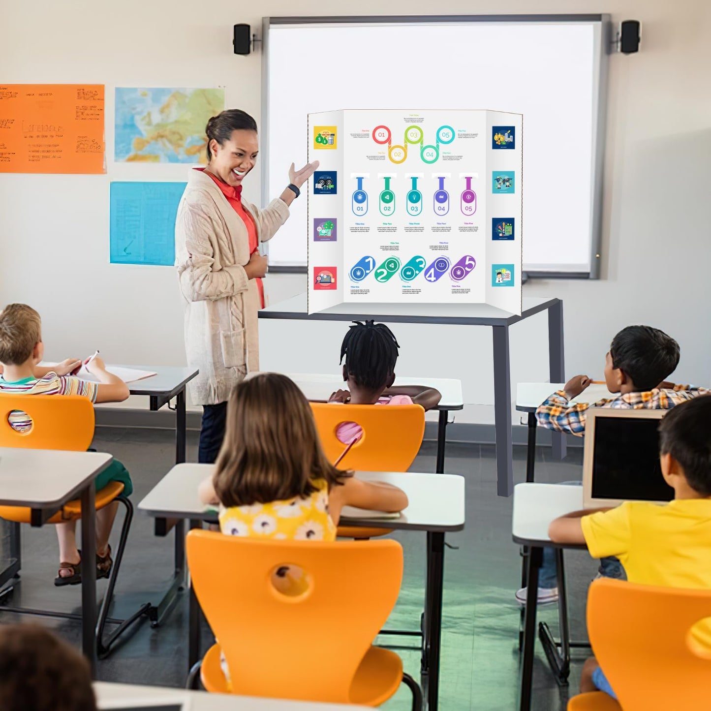 10 Pack Trifold Poster Board 48" X 36", IKAYAS Single Sided White Poster Boards, Science Fair Display Boards Posterboard for Mounting, Prints,Art,Display,Projects Classroom Supplies