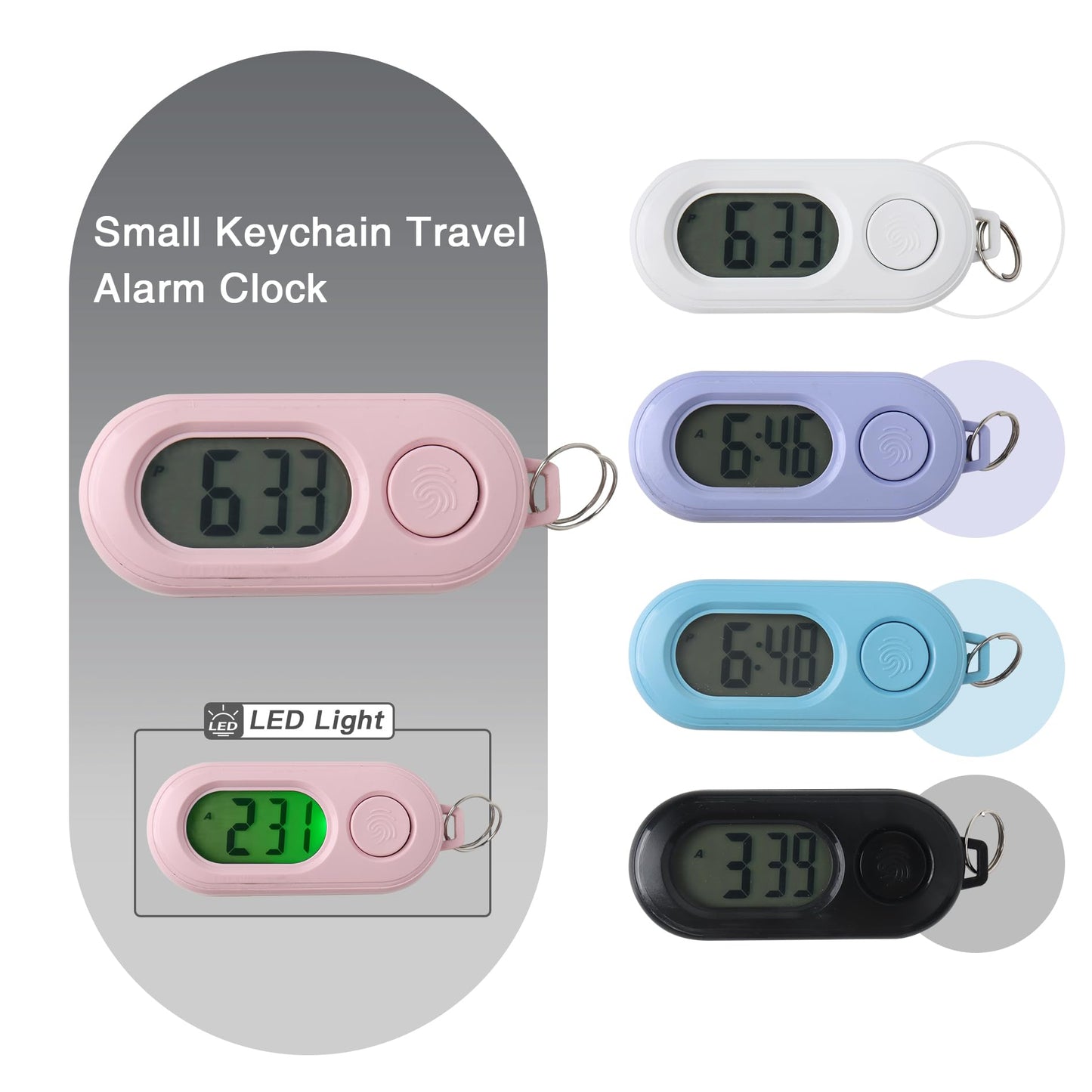 Small Glass Desk Whiteboard Dry-Erase Board with Clock, Small Travel Reminder Clock Keychain with Desk Notepad, Time Table Whiteboard for Desk Digital LED Light Display, 8x6 in with Accessories, Pink