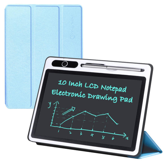 10 Inch LCD Writing Tablet with PU Protective Cover Electronic Writing Notebook Erasable Drawing Pad for Taking Notes Drafting Leaving Message (Blue)