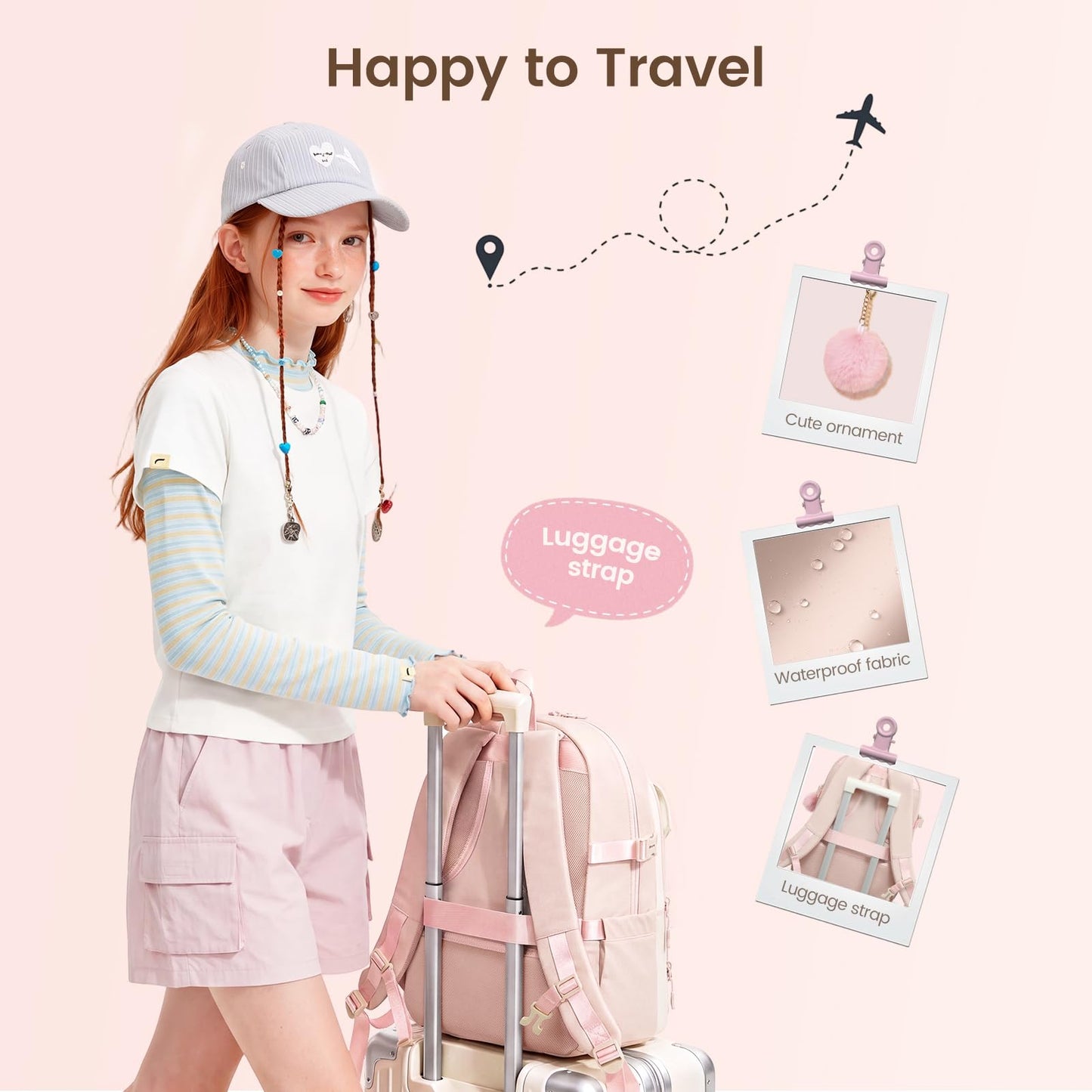 LOVEVOOK School Backpack for Teen Girls,Student Backpack Purse for 8-16 Teenage,Cute Kid Bookbag with Large Cup Holder,Back to School Backpack Fit 15.6 Inch Laptop,College Travel Bag for Daughter Gift