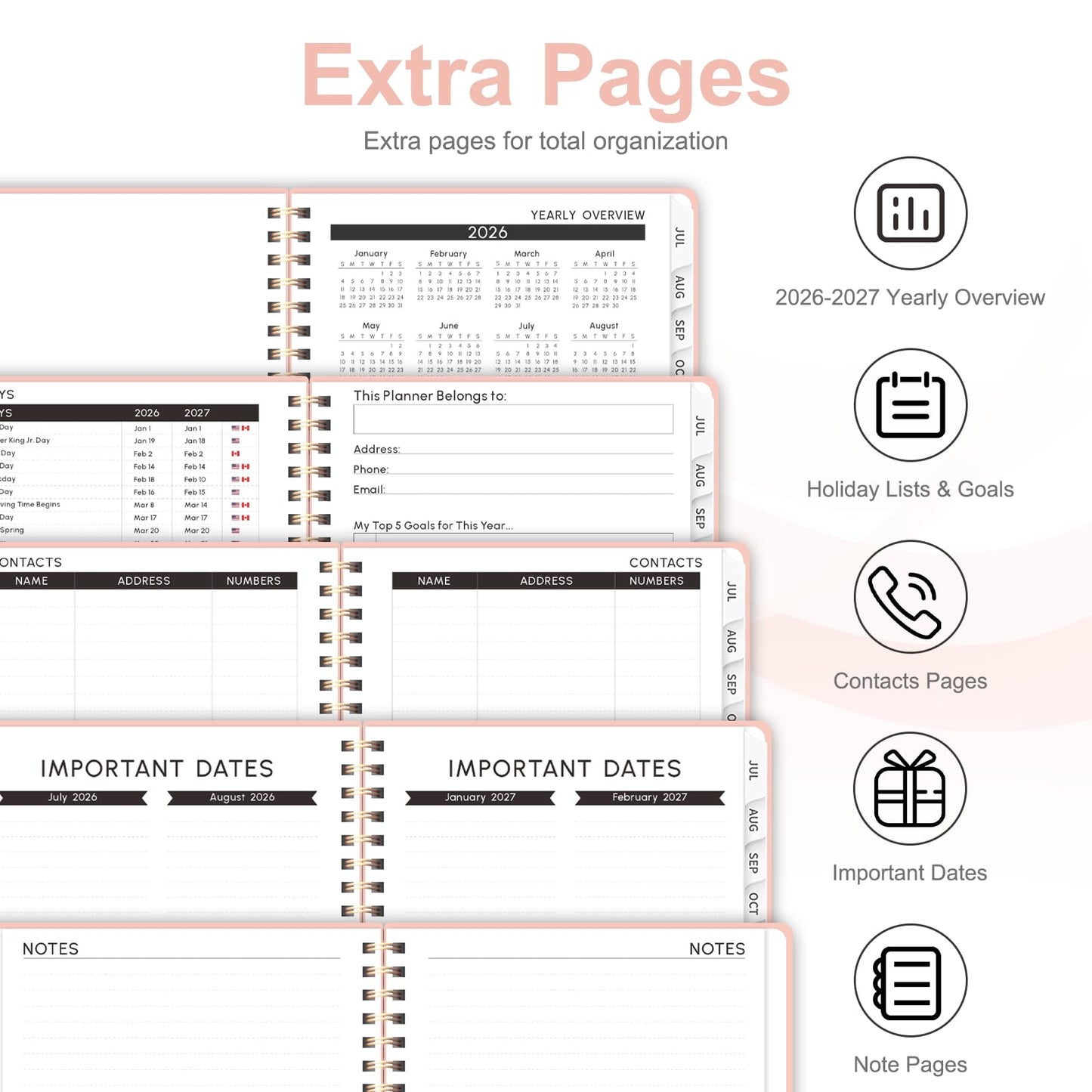 Planner 2026-2027, Weekly and Monthly Academic Planner, July 2026 - June 2027, Hardcover Calendar Agenda Book for School Year Planning, School Supplies for Teacher and Student, A5(6.3'' x 8.5'')