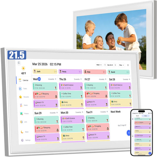 LiviNGPAi 21.5" Digital Calendar & Chore Chart, 1080P Full HD Touchscreen Smart Family Planner with WiFi Sync, Digital Wall Calendar for Home and Office