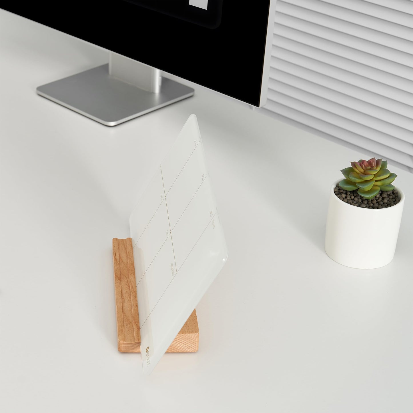 Desktop Glass Weekly Planner Whiteboard with Detachable Wood Stand,Small Portable Dry Erase Calendar to Do List White Board 12x6 for Office, Home, Schools, Marker&Eraser Included, Yeoux