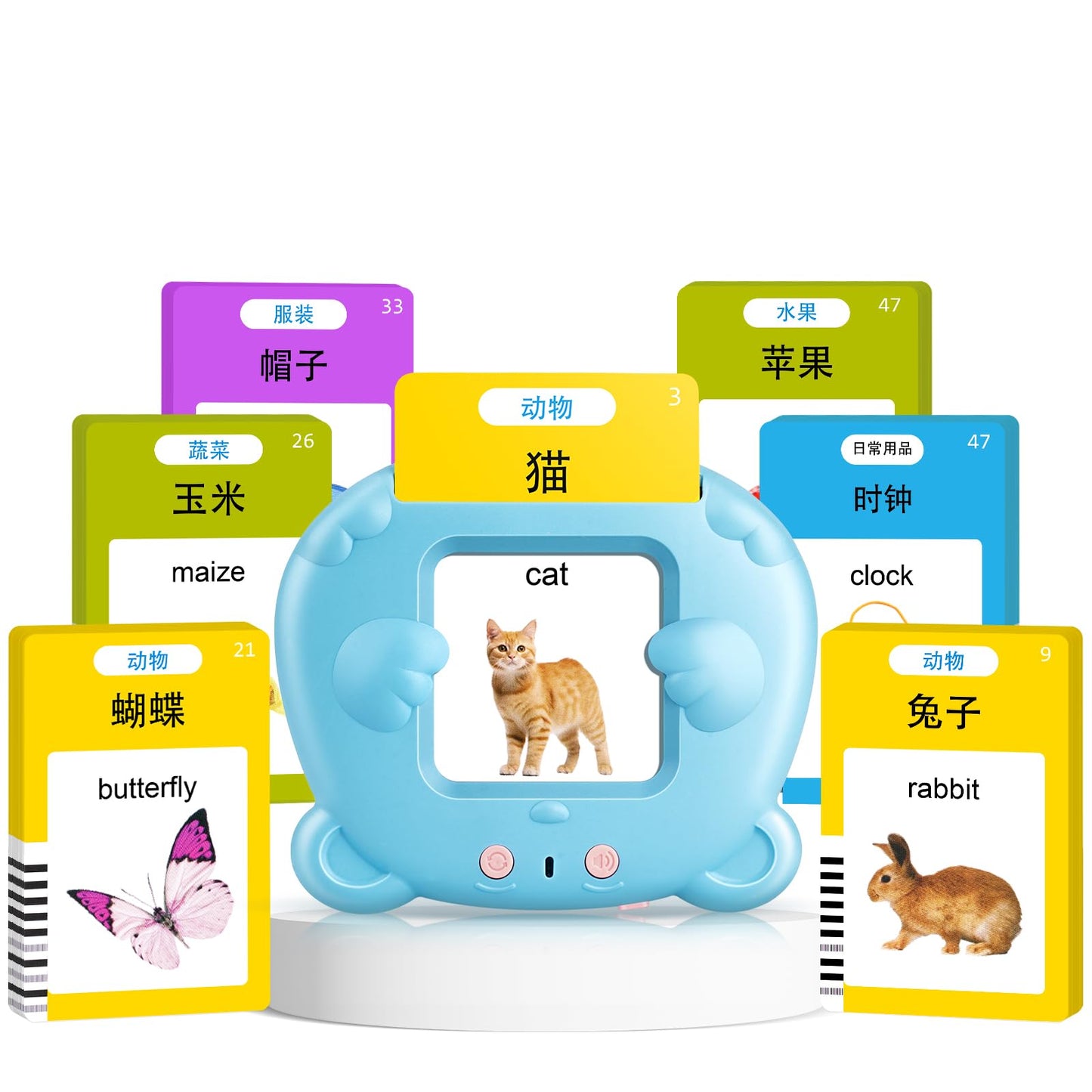 Chinese & English Talking Flash Cards for Toddlers, Bilingual Flash Cards Learning Montessori Toys with 224 Sight Words, Speech Therapy Toys for Children Sensory Preschool Education Gifts