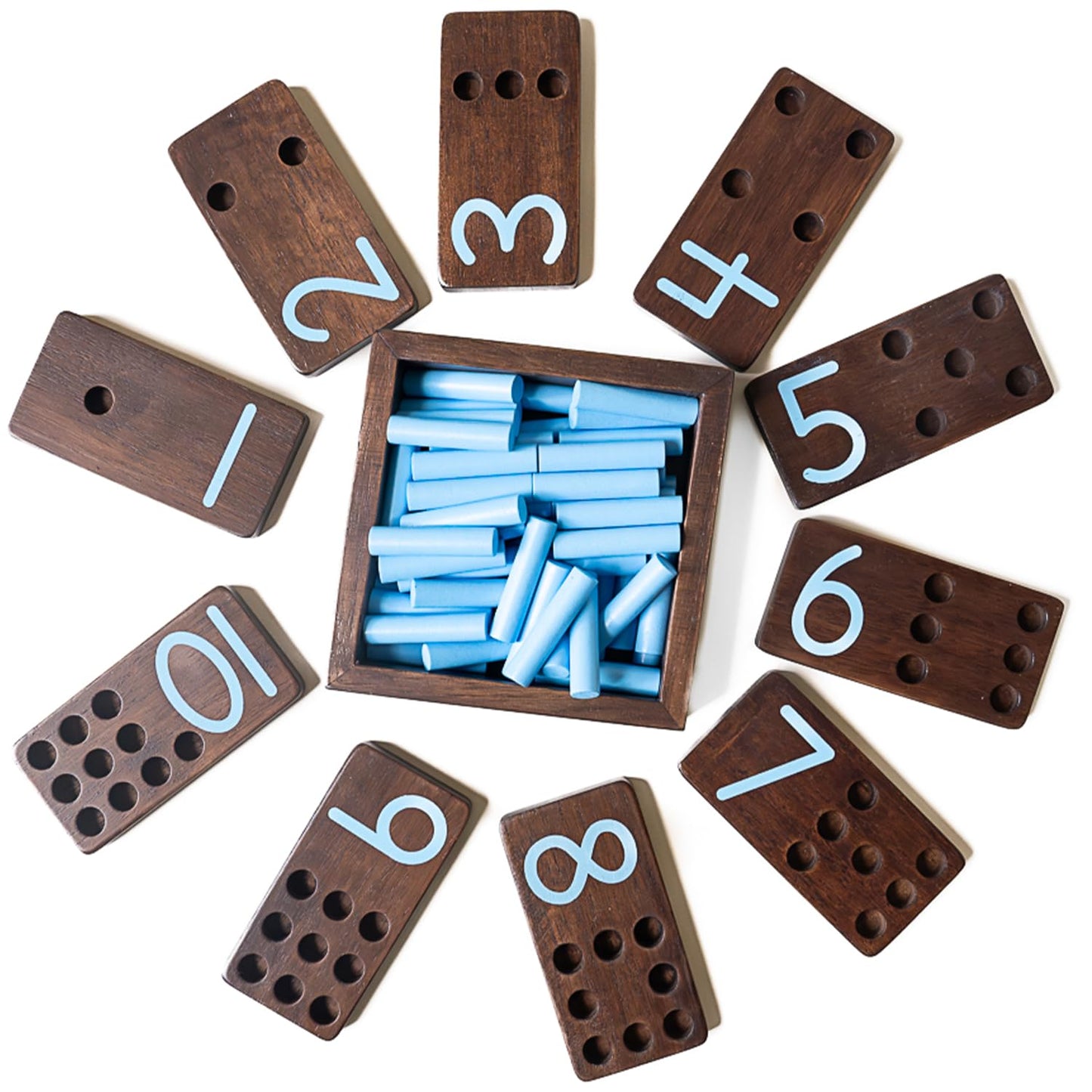 Counting Peg Board - Montessori Math and Numbers for Kids - Wooden Math Manipulatives Materials - Dark Walnut Stain