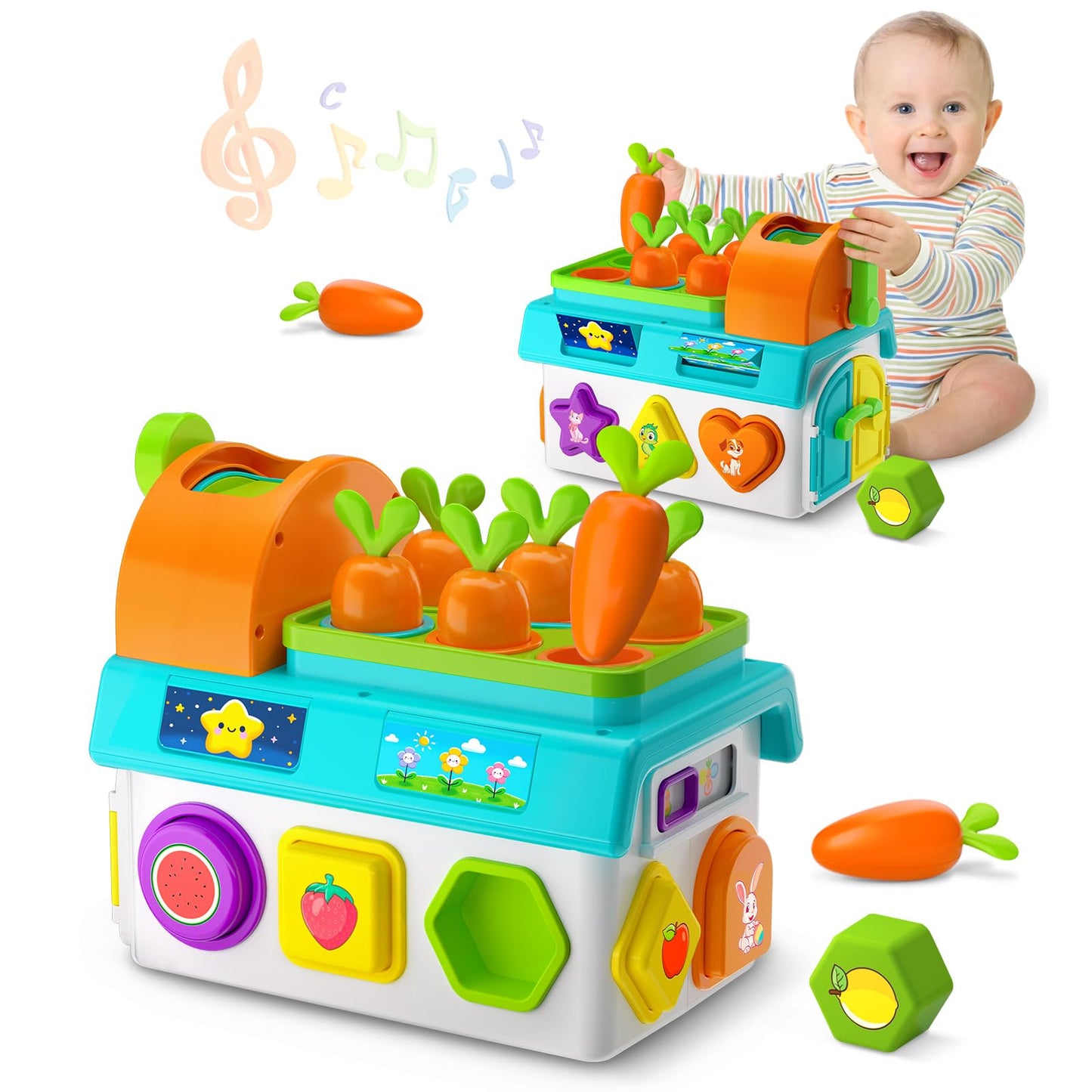 Grasili Musical SortingToys for 1 Year Old Boy, 1st First Birthday Boy Girl Gifts Presents, Montessori Educational Learning Toddler Toy for 1-2 Year Old, Fine Motor Skills Toy