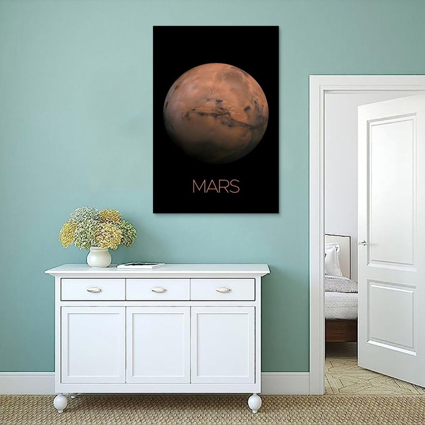 XIAOLOUTINYU Solar System Canvas Wall Art - Mars Planet Space Poster for Kids Room Bedroom Classroom, STEM Educational Astronomy Decor, Science Gift for Boys Girls Teens, 12x18 Inch Unframed