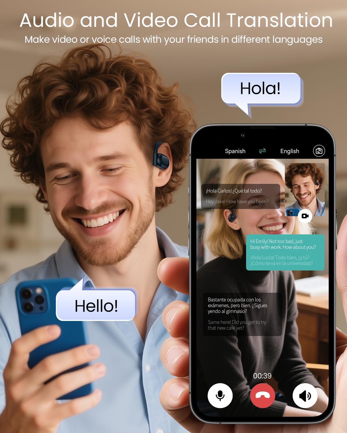 AI Translation Earbuds Real Time 164 Languages 80H Playtime Translator Ear Buds Audifonos Traductores Inglés Español Wireless Earphones Bluetooth AI Headphone for Travel Meeting Learning K08 Jet Black