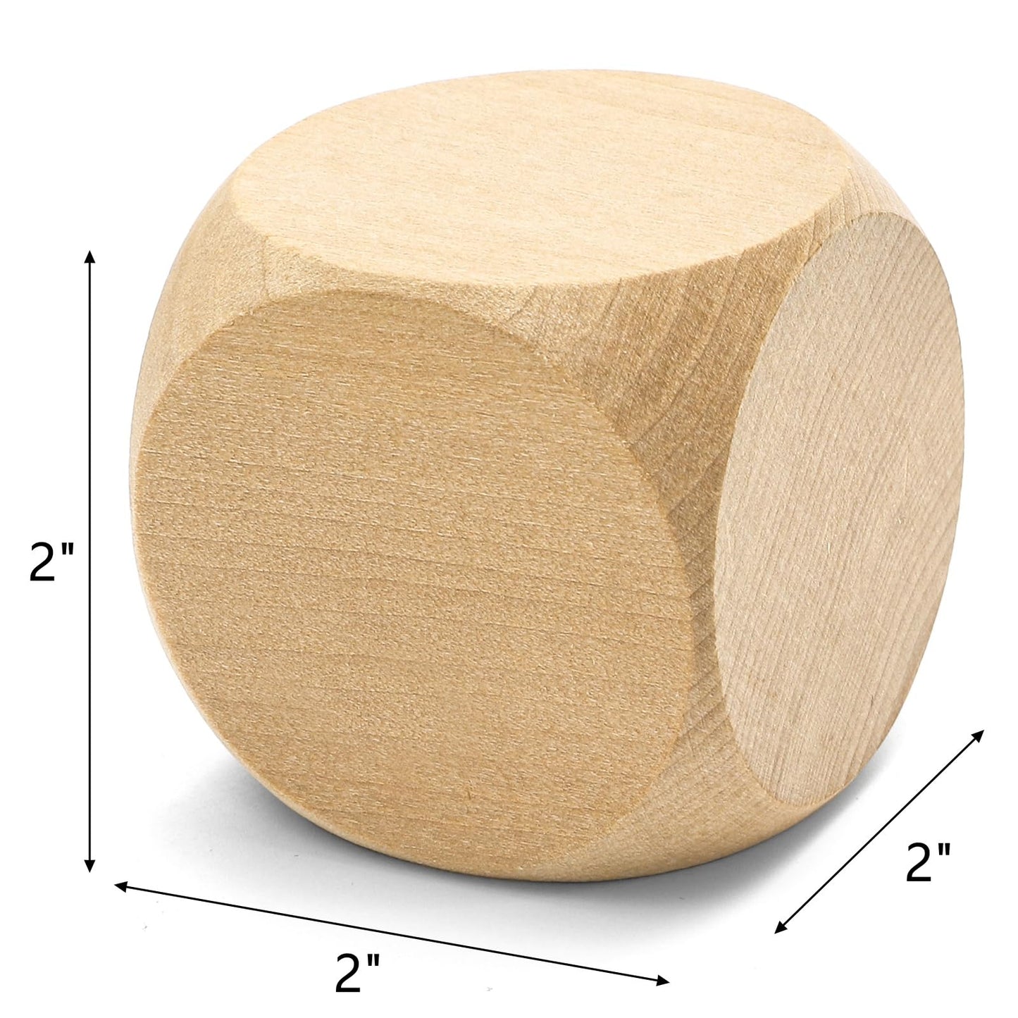 ZEAYEA 20 Pcs Blank Wooden Dice, 2 inch Unfinished Square Blocks, Blank 6 Sided Wood Cubes with Rounded Corners for Building Blocks, DIY Craft Projects, Party Supplies
