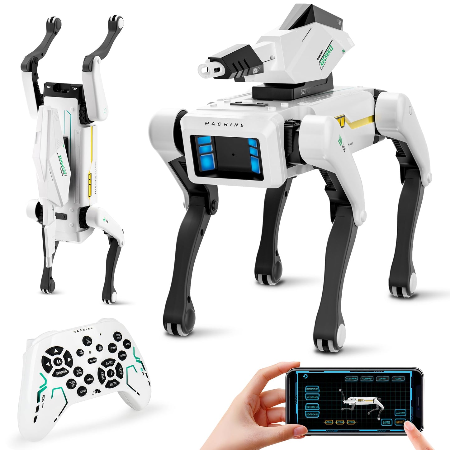 Dingdongwu Shoot Robot Dog - Interactive STEM Pet with Voice Control, 30+ Actions & APP Programming, Durable Design for Kids Age 6+ (Compatible with iOS/Android)