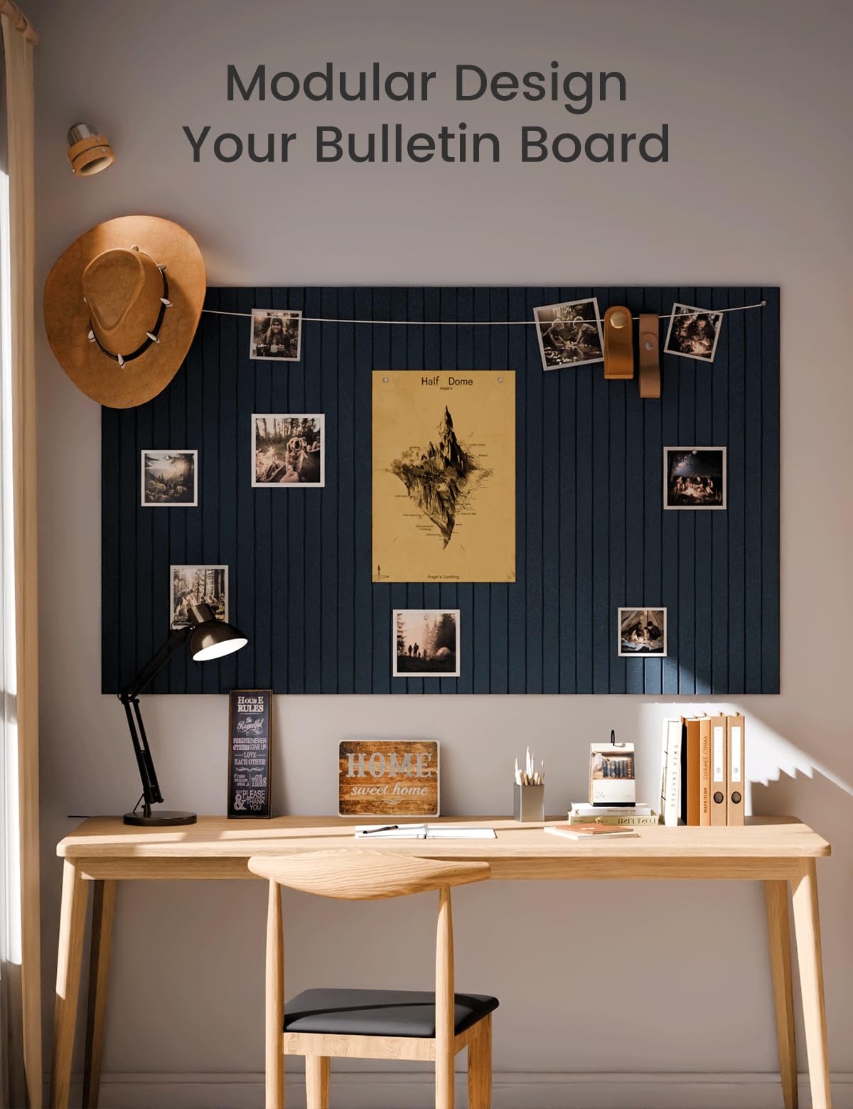 Large Felt Bulletin Board 48" x 36" Cork Board Alternative-12 Pack with 70 Safe Removable Adhesive Tabs, Cork Boards for Walls for Home Office Classroom Pin Board-Carbon Blue