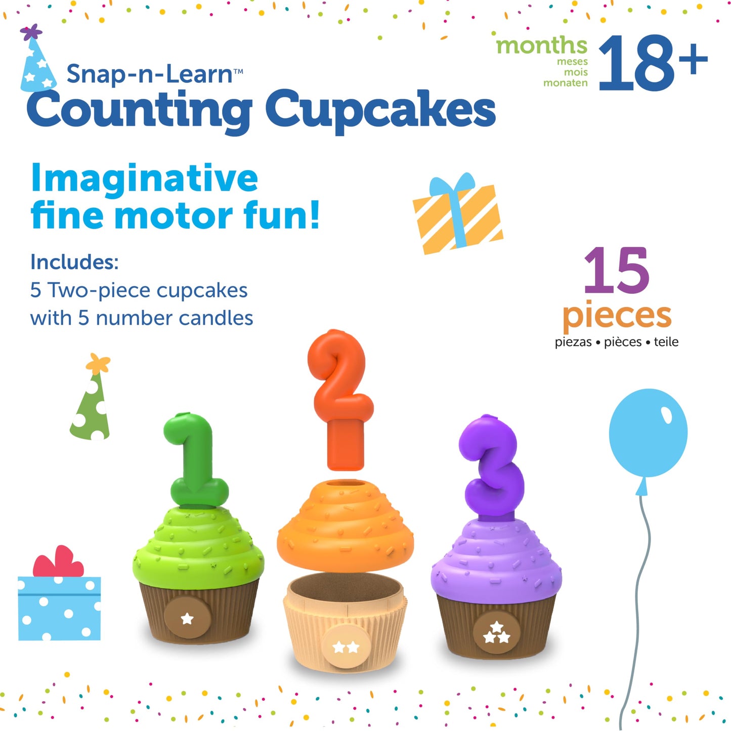 Learning Resources Counting Cupcakes - Number and Color Recognition Skills, Kitchen Play Food for Kids, Fine Motor Skills, Matching Toys, Homeschool, Birthday Gifts for Boys and Girls