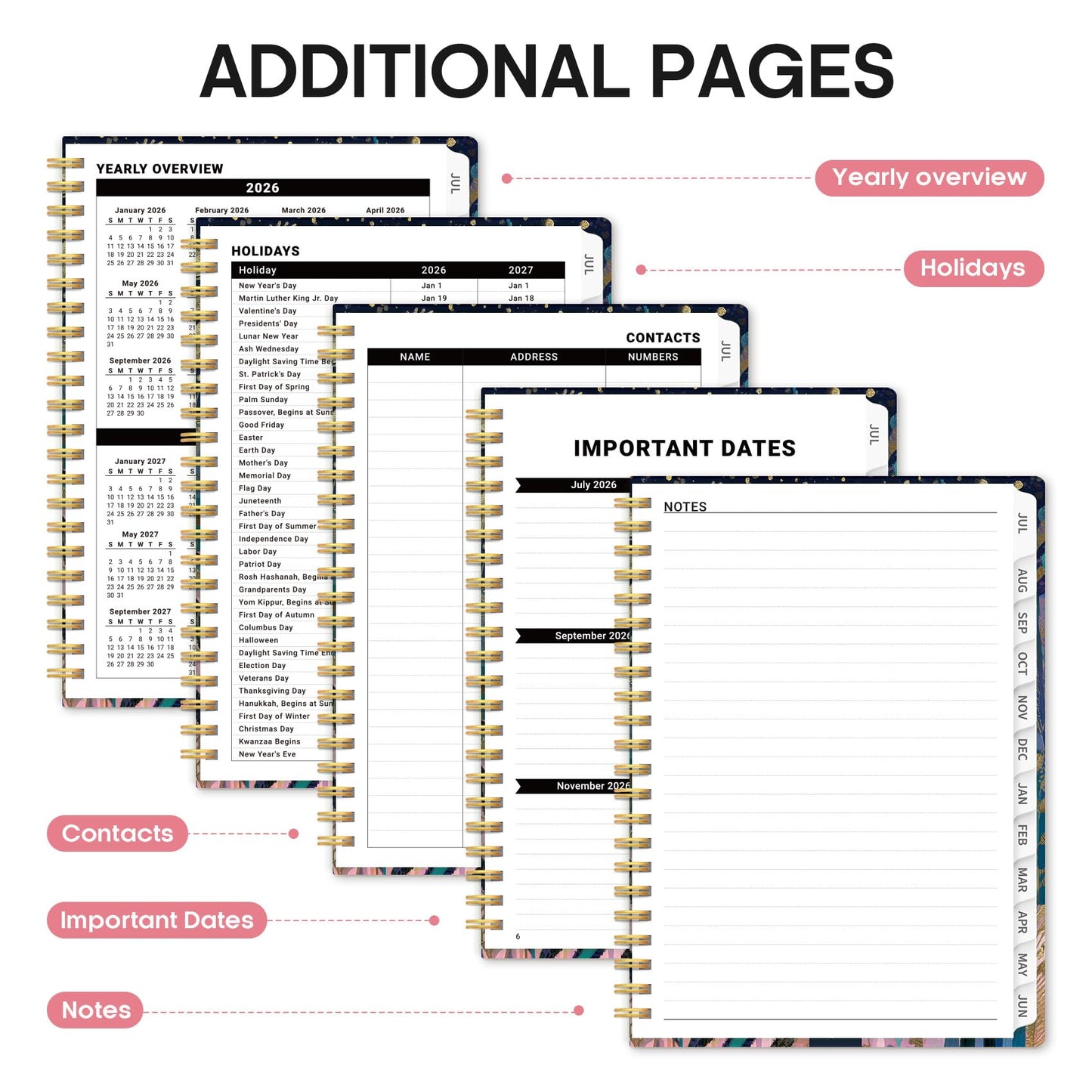 Planner 2026-2027, Academic Year Weekly and Monthly Calender Planner, from Jul 2026 - Jun 2027, Spiral Bound School Planning Book, Perfect for Teacher, Student, Women & Men, A5 (6.3" x 8.5"), Midnight Jungle