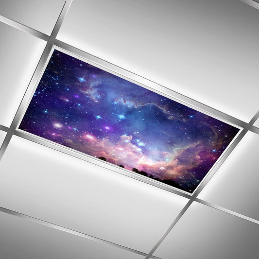 2PCS Fluorescent Light Covers for Classroom Ceiling Lights Magnetic Light Covers,Fluorescent Light Filters for School Home Office Drop Ceiling Lamp Decor Light Filters 4x2Feet(Dreamy Sky)