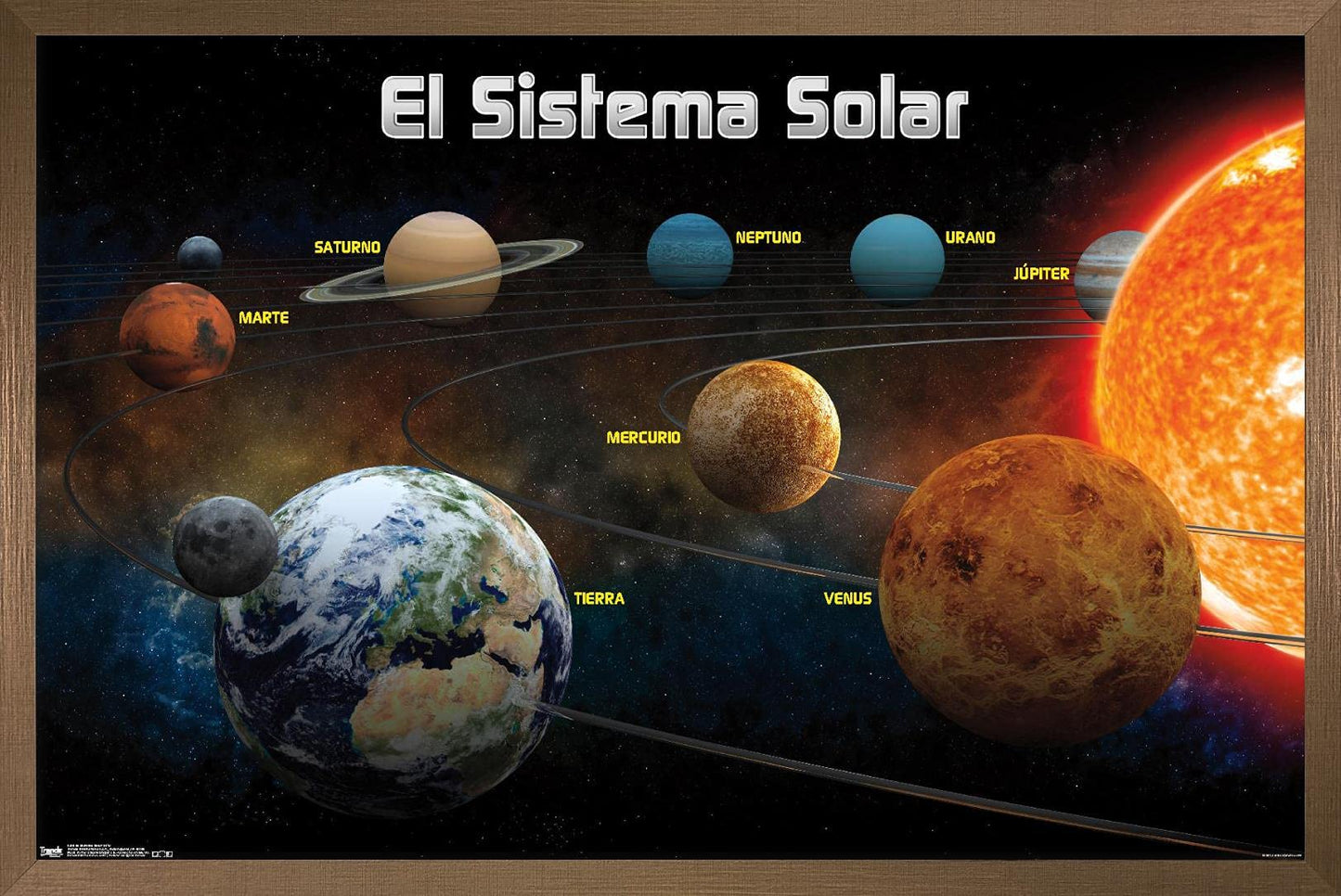 Trends International El Sistema Solar 2013 (Solar System) Wall Poster, 22.375" x 34", Bronze Framed Version