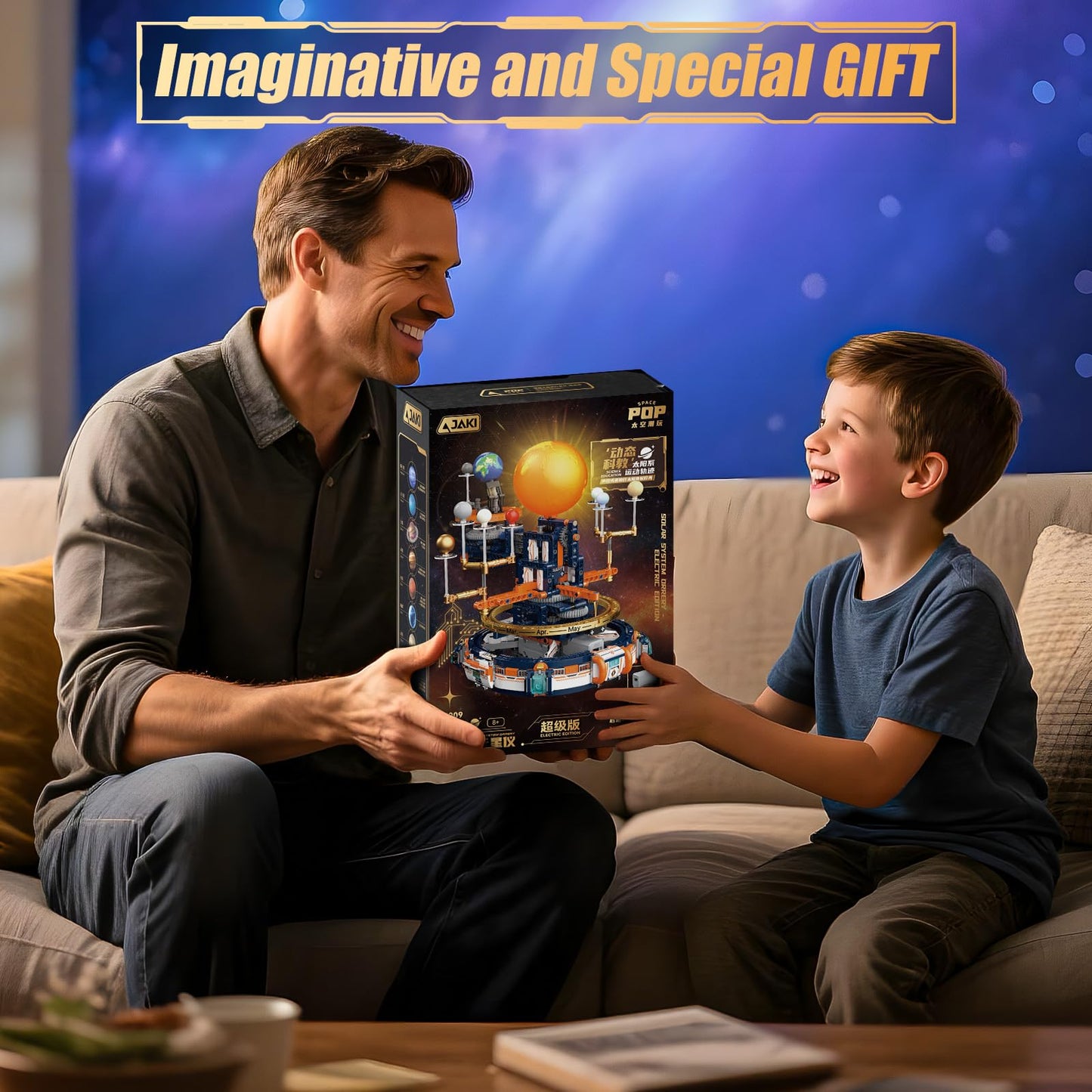 JAKI Solar System Building Set - Electric Solar System Model with Dynamic Lighting and Real Rotating Effects, STEM Educational Space Toy for Teens and Adults, Home Office Decoration.